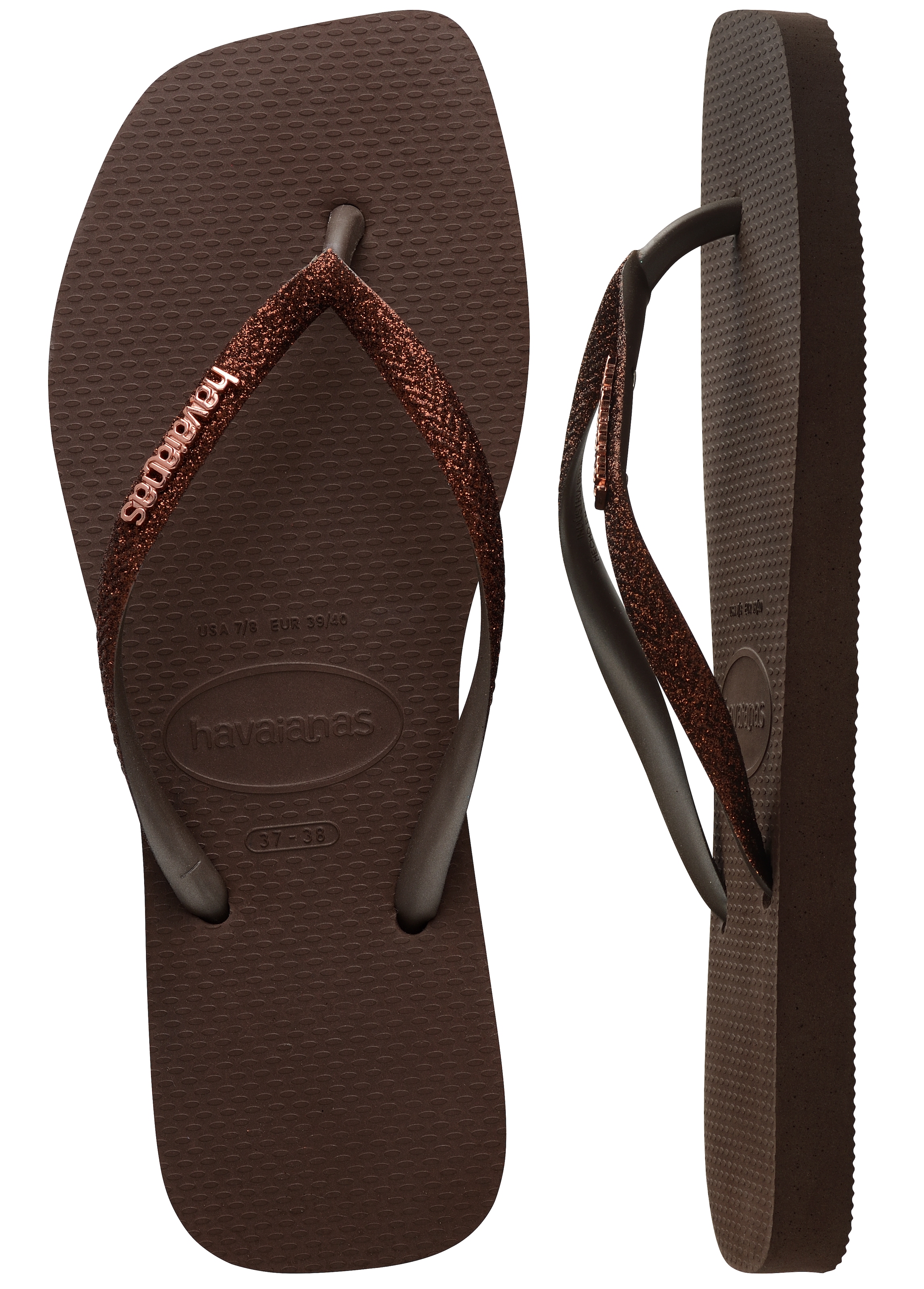 Havaianas Zehentrenner »SQUARE GLITTER«, Sommerschuh, Schlappen, Poolsildes mit Glitter