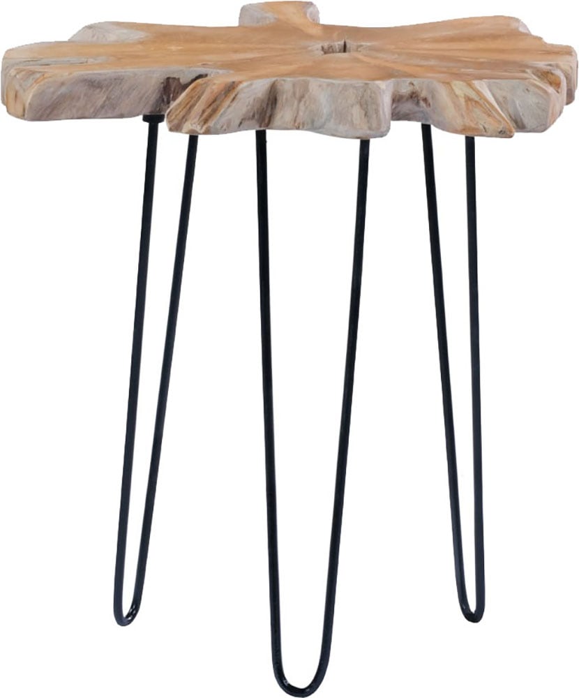 Kayoom Beistelltisch »Woodstock 125, Beistelltisch in Natur-Optik,hochwertiges Teakholz«, (1 St.), Hochwertiges Teakholz, stabile Bauweise, detailreiche Handarbeit
