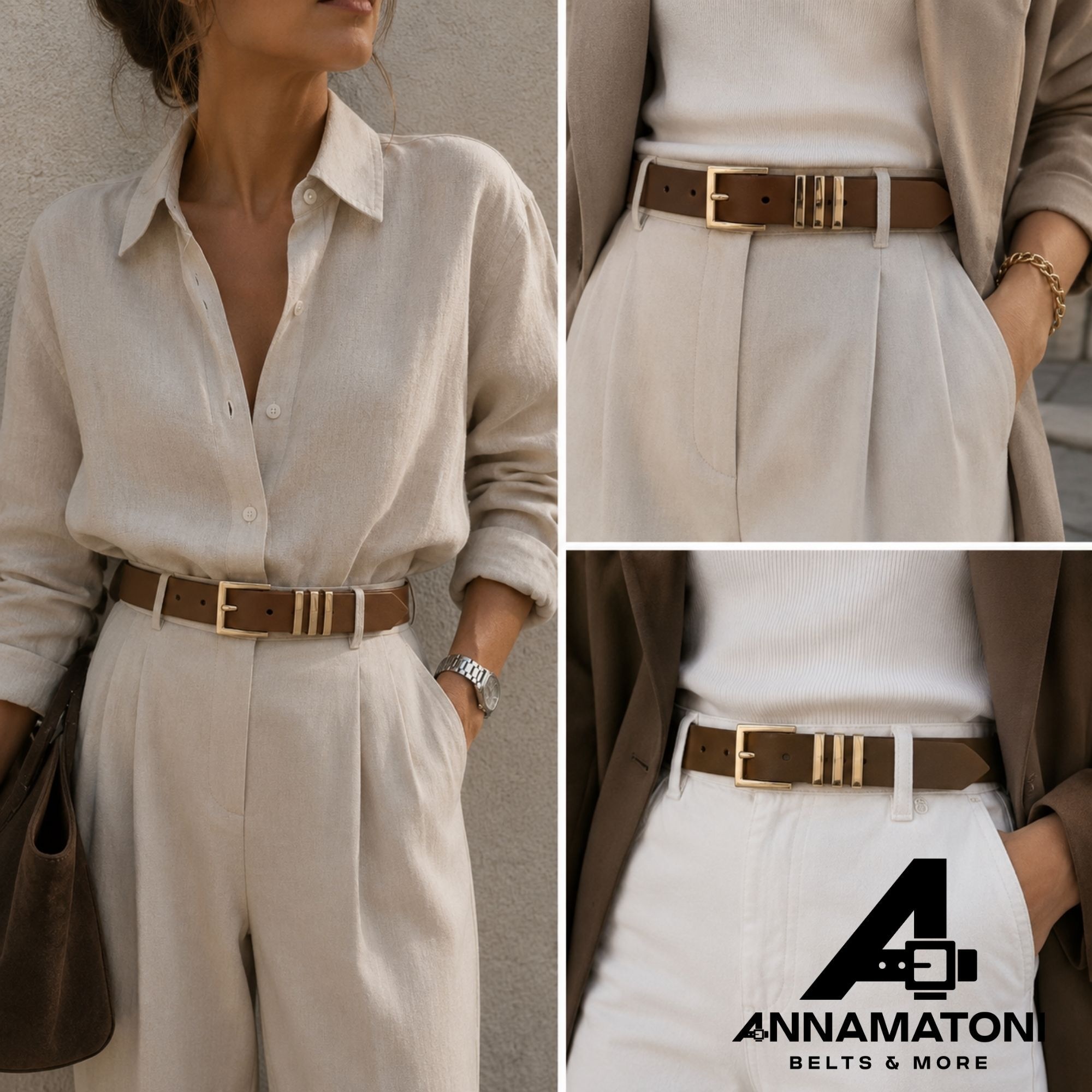 AnnaMatoni Ledergürtel »AnnaMatoni AnnaMatoni Damen Ledergürtel mit goldfarbener«