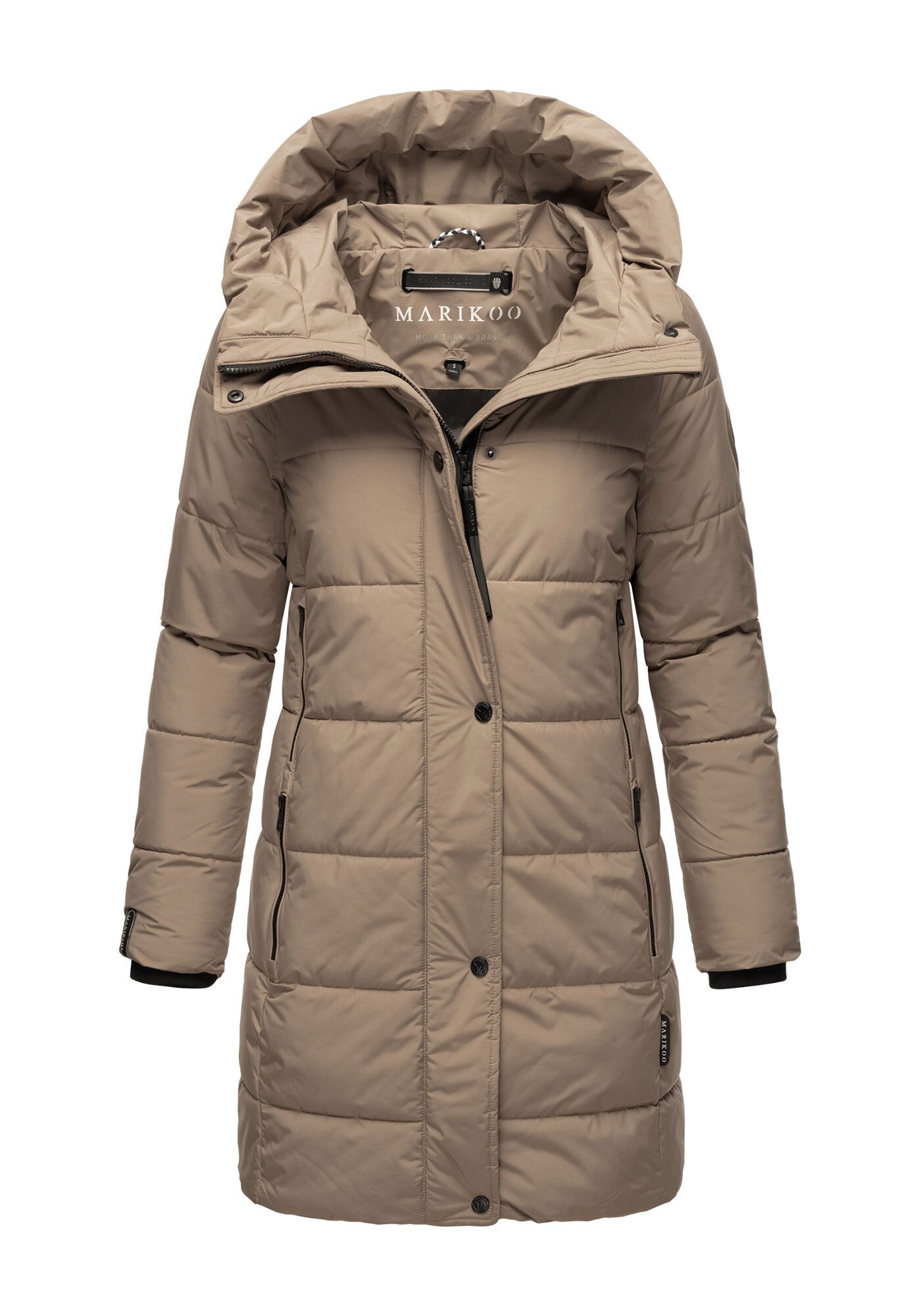 Winterjacke MARIKOO "Karumikoo XVI", Damen, Gr. 4XL, taupe grau, Obermaterial: 100% Polyester; Futter: 100% Polyester; Wattierung: 100% Polyester; Ärmelfutter: 100% Polyester, Jacken Winterjacke, mit großer Kapuze 3