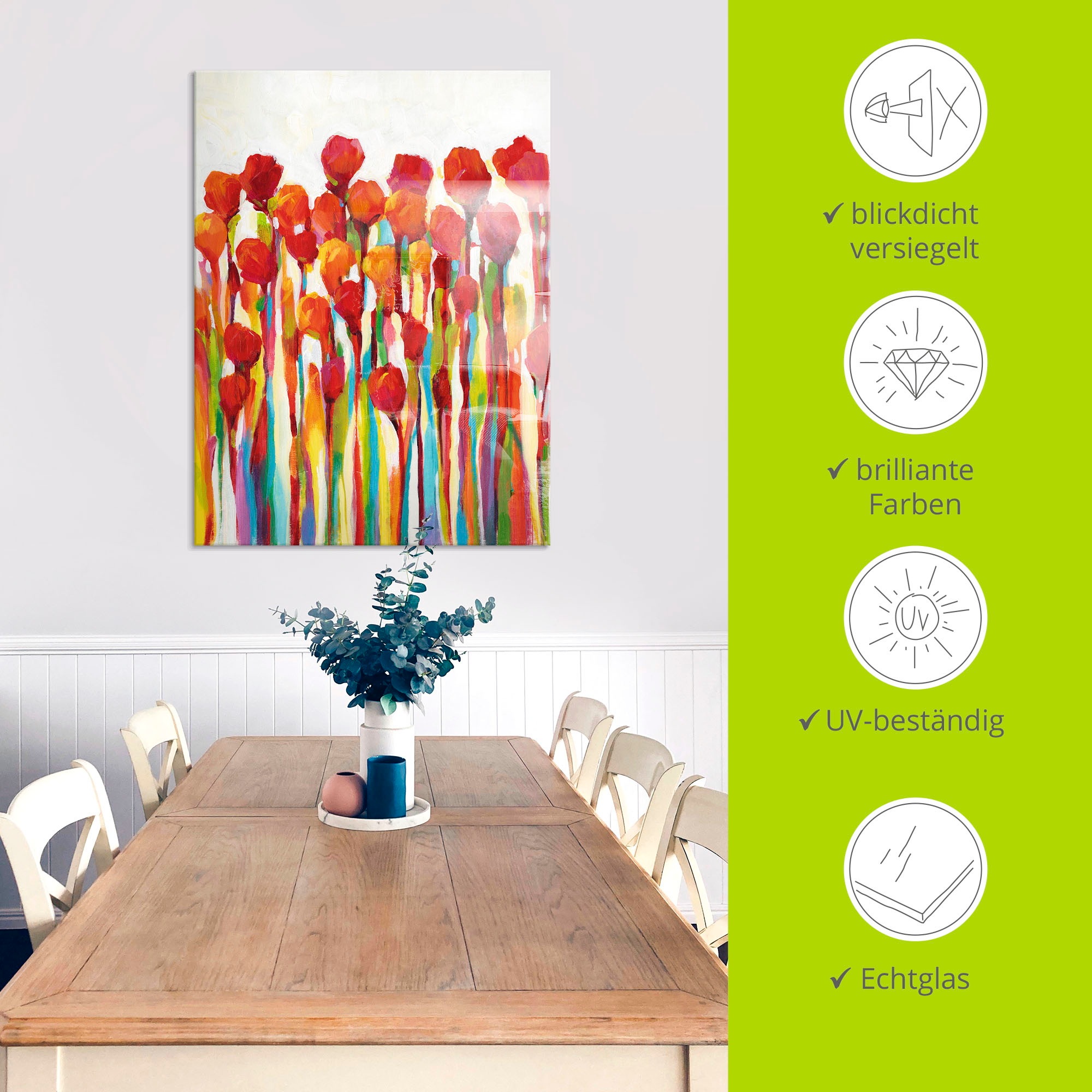 Artland Glasbild »Strotzen mit Farben I«, Blumenwiese, (1 St.), in verschiedenen Größen