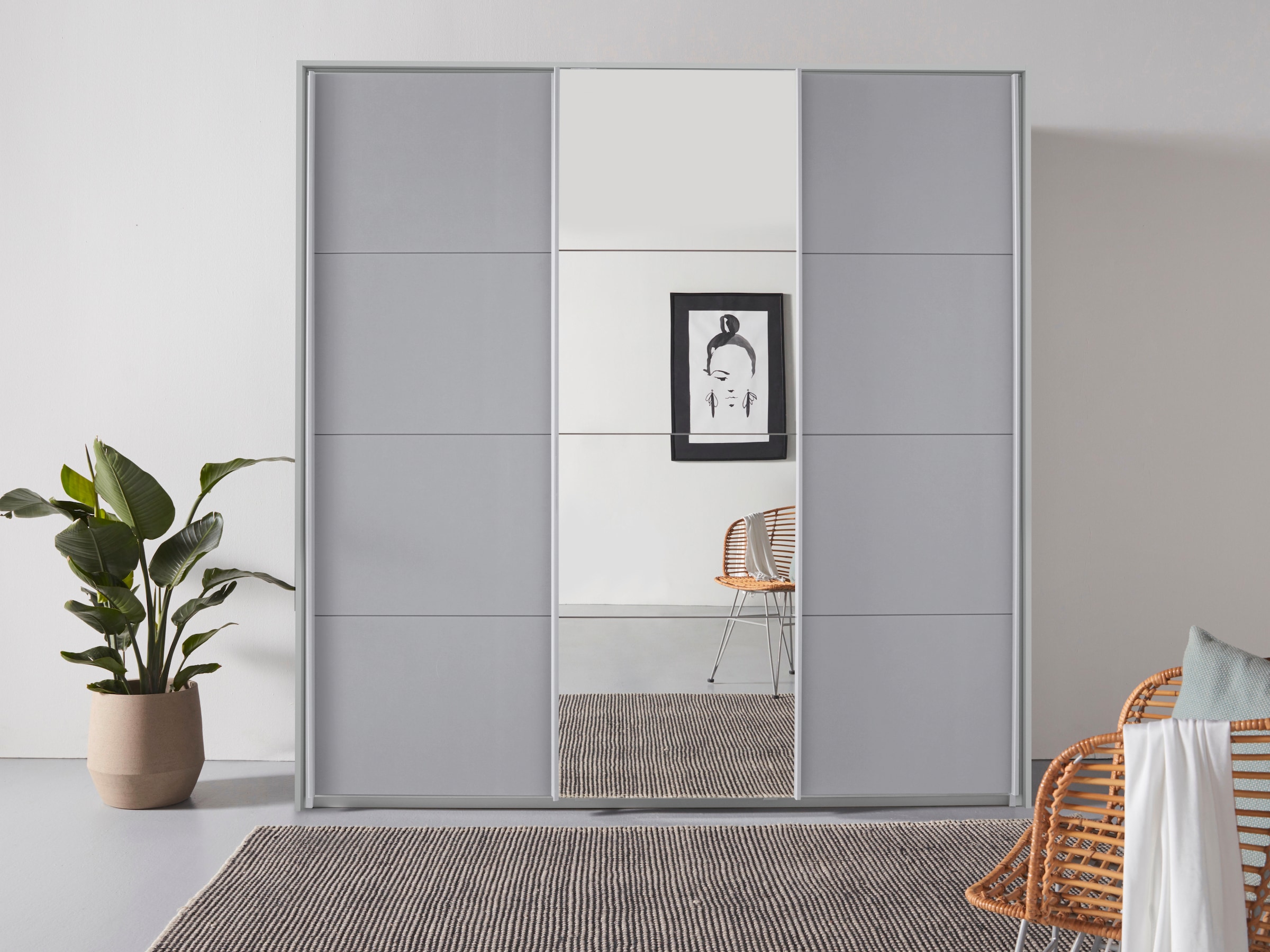 OTTO home "Mehrzweckschrank Aktenschrank Möbel Mietswohnung Schlafzimmer OTELI" Breiten 211/278/323/368 cm Höhen 214/233 cm, inkl. Passepartout optional mit Beleuchtung MADE IN GERMANY