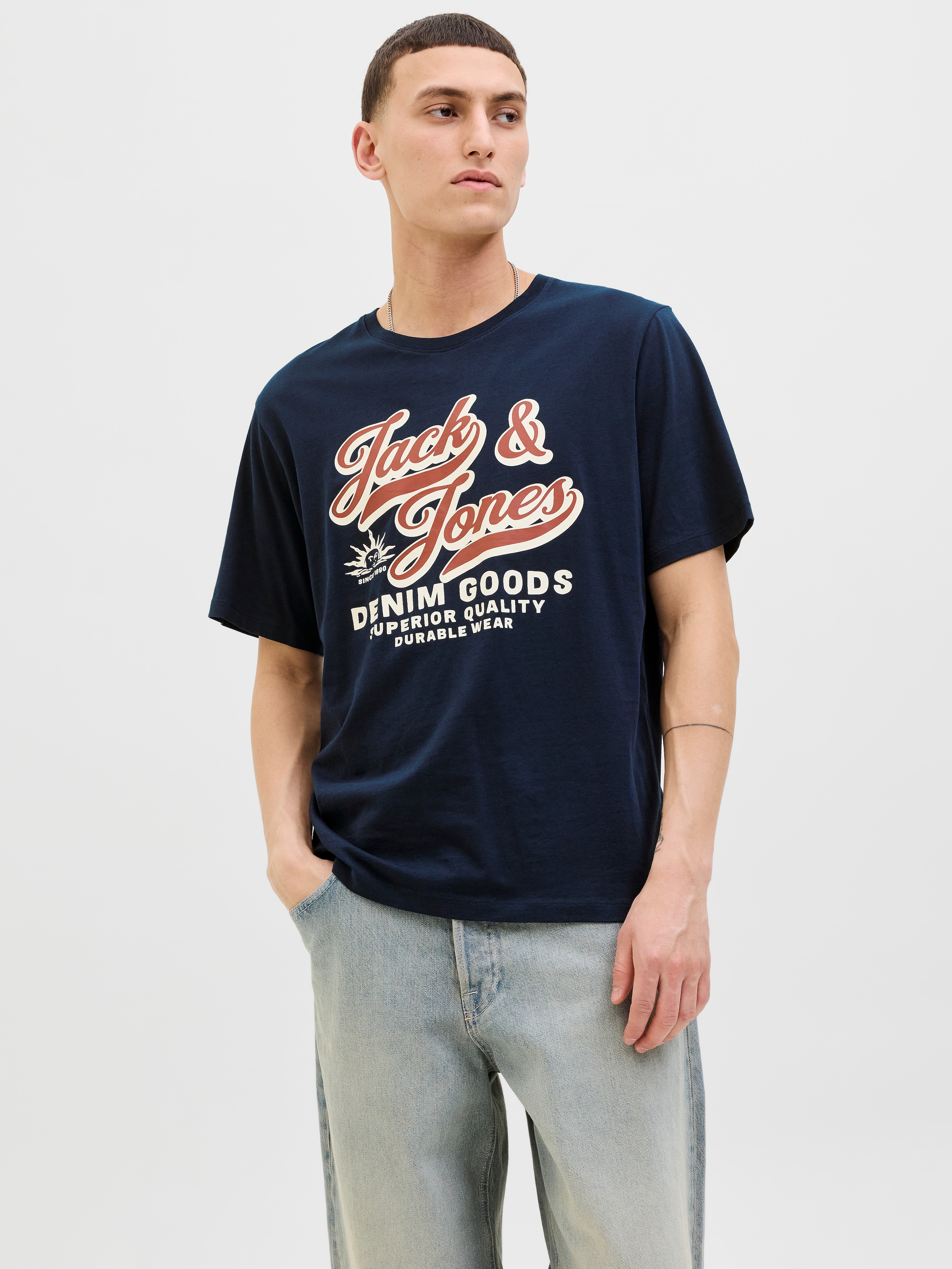 Jack & Jones Rundhalsshirt »JJELOGO TEE SS O-NECK 2 COL AW25 SN«