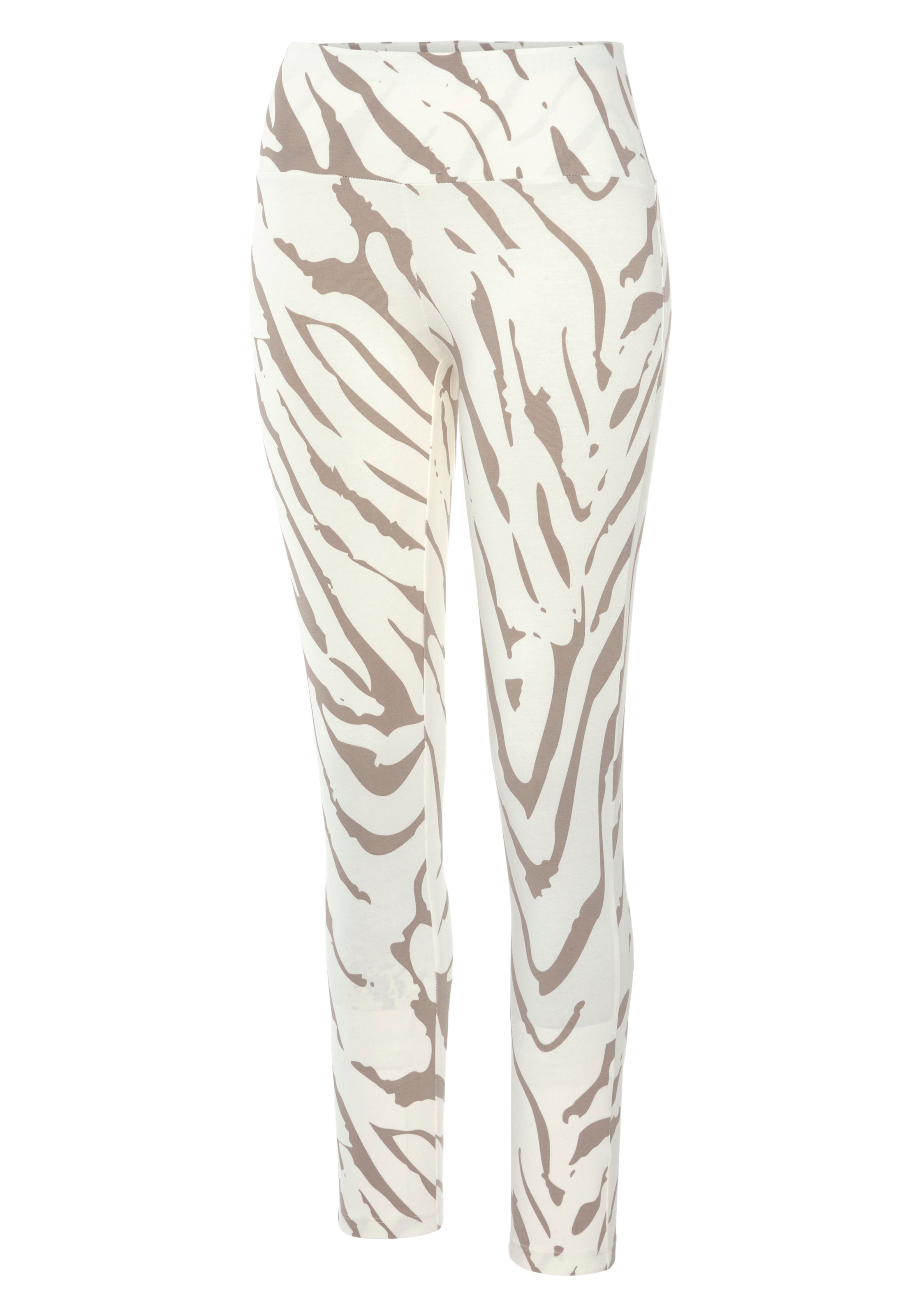 LASCANA Leggings »-Loungehose«, mit Zebramuster und breitem Bund, Loungewear