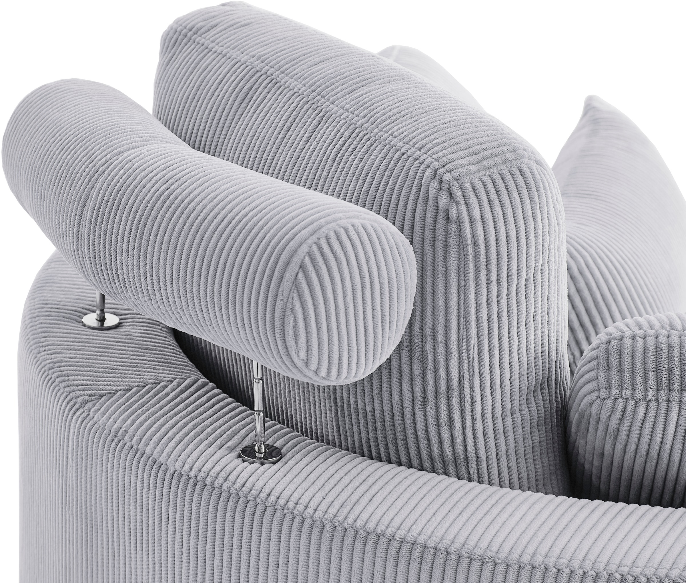 ATLANTIC home collection Loveseat »Ravi«, XXL- Sessel, inklusive Stauraumhocker, Rückenkissen & drei Zierkissen