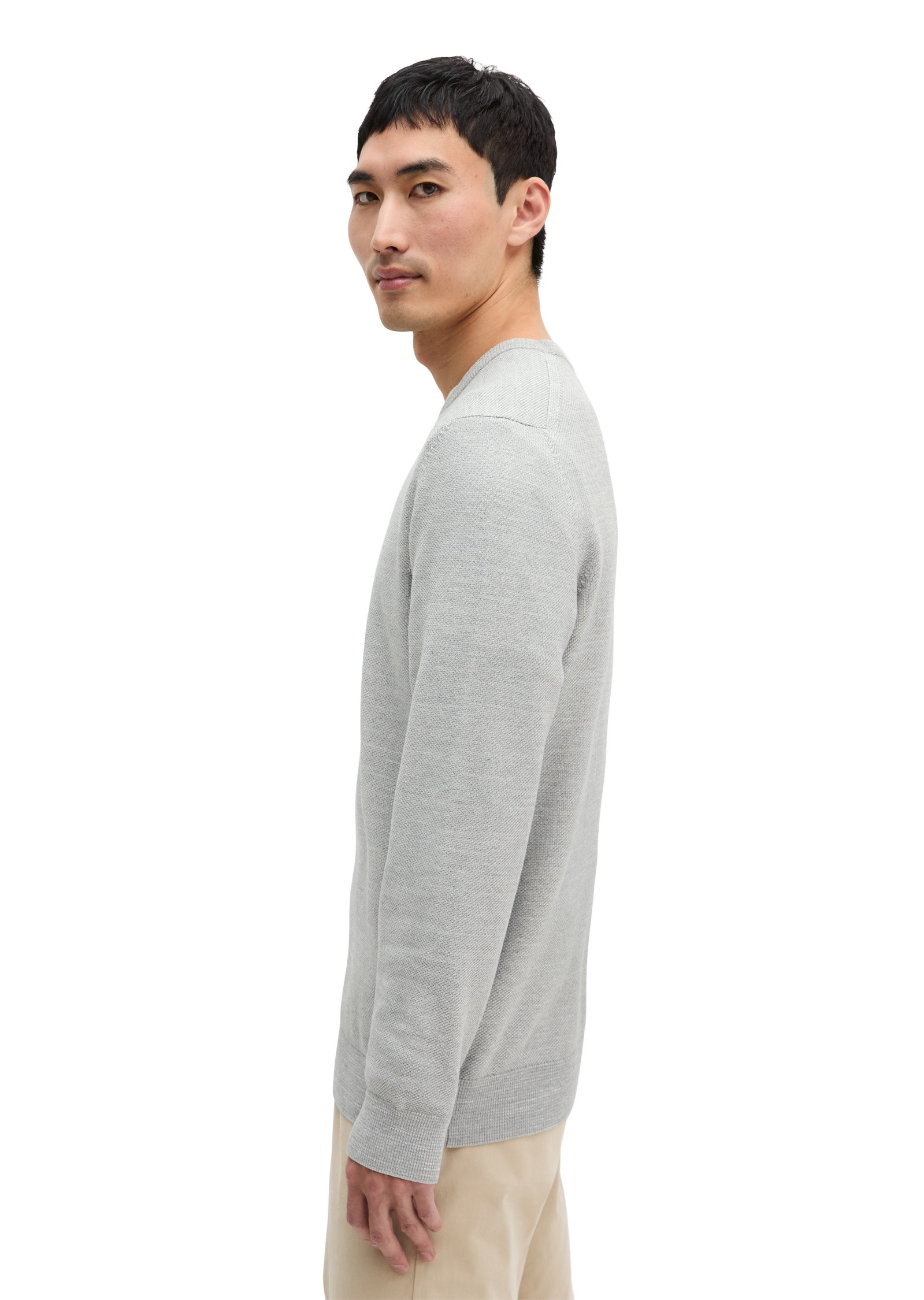 Marc OPolo Rundhalspullover "aus Bio-Baumwoll-Piqué" günstig online kaufen