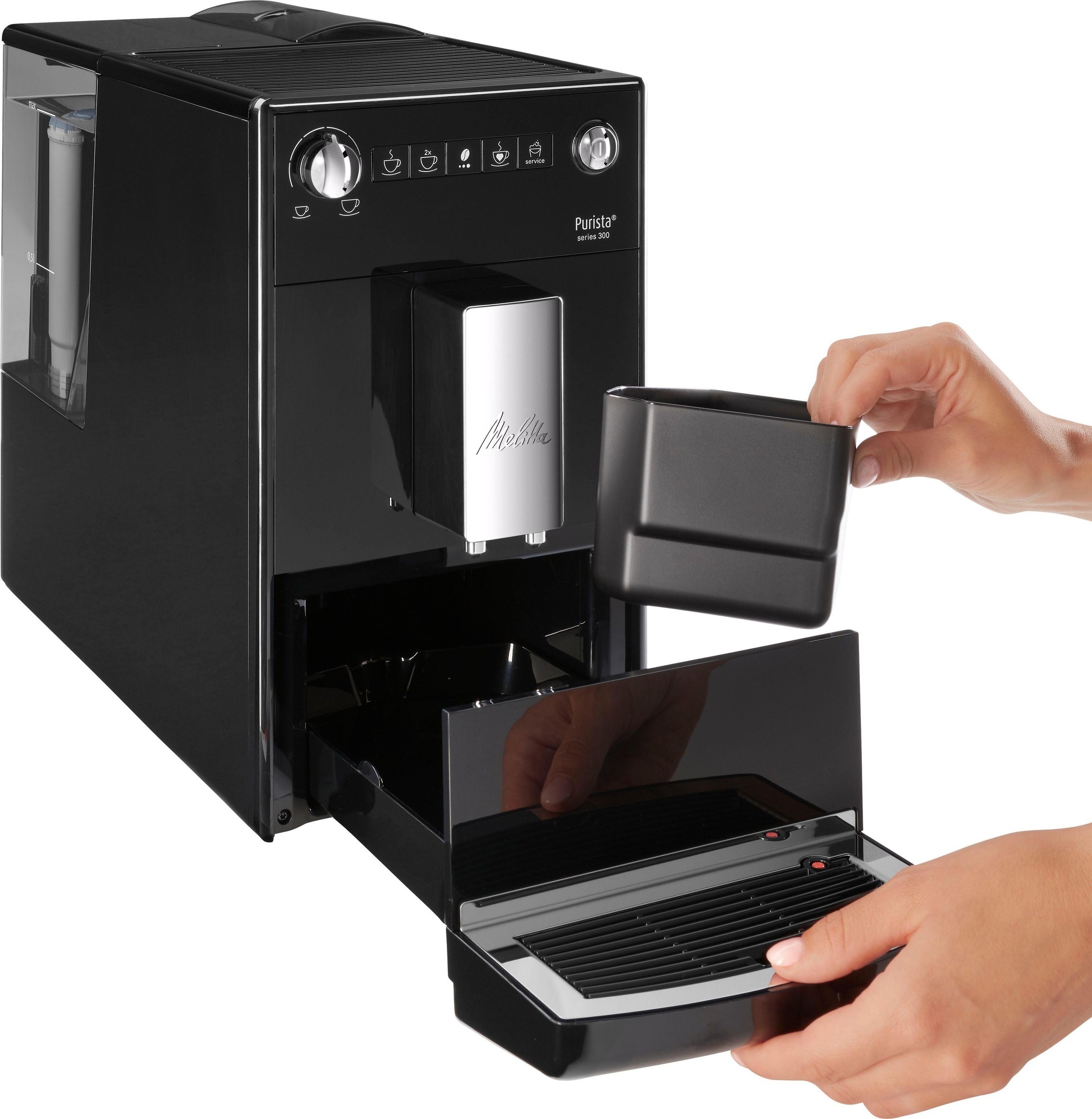 Melitta Kaffeevollautomat »Purista® F230-101, silber/schwarz«, Lieblingskaffee-Funktion, kompakt & extra leise