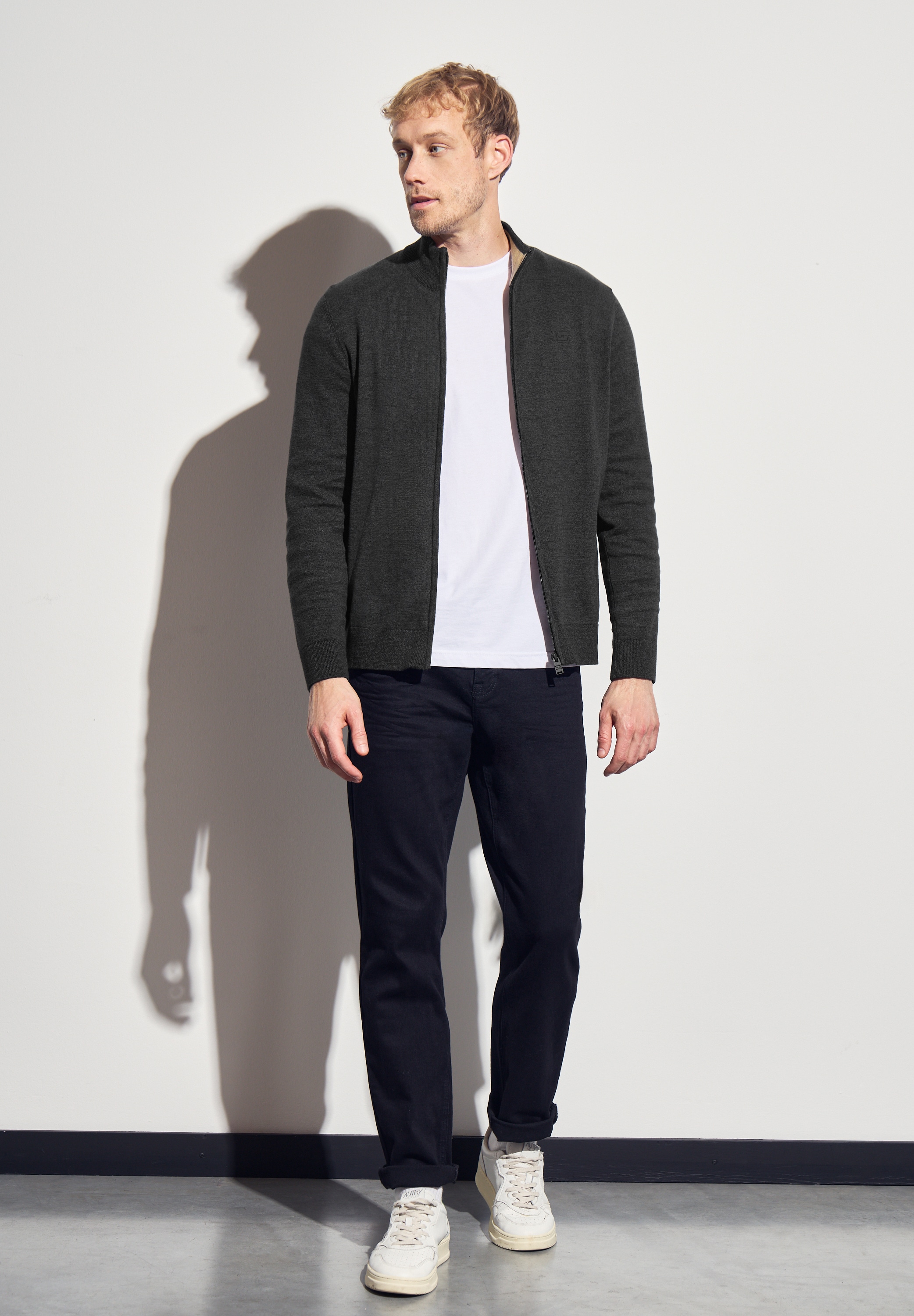 STREET ONE MEN Strickjacke, aus reiner Baumwolle