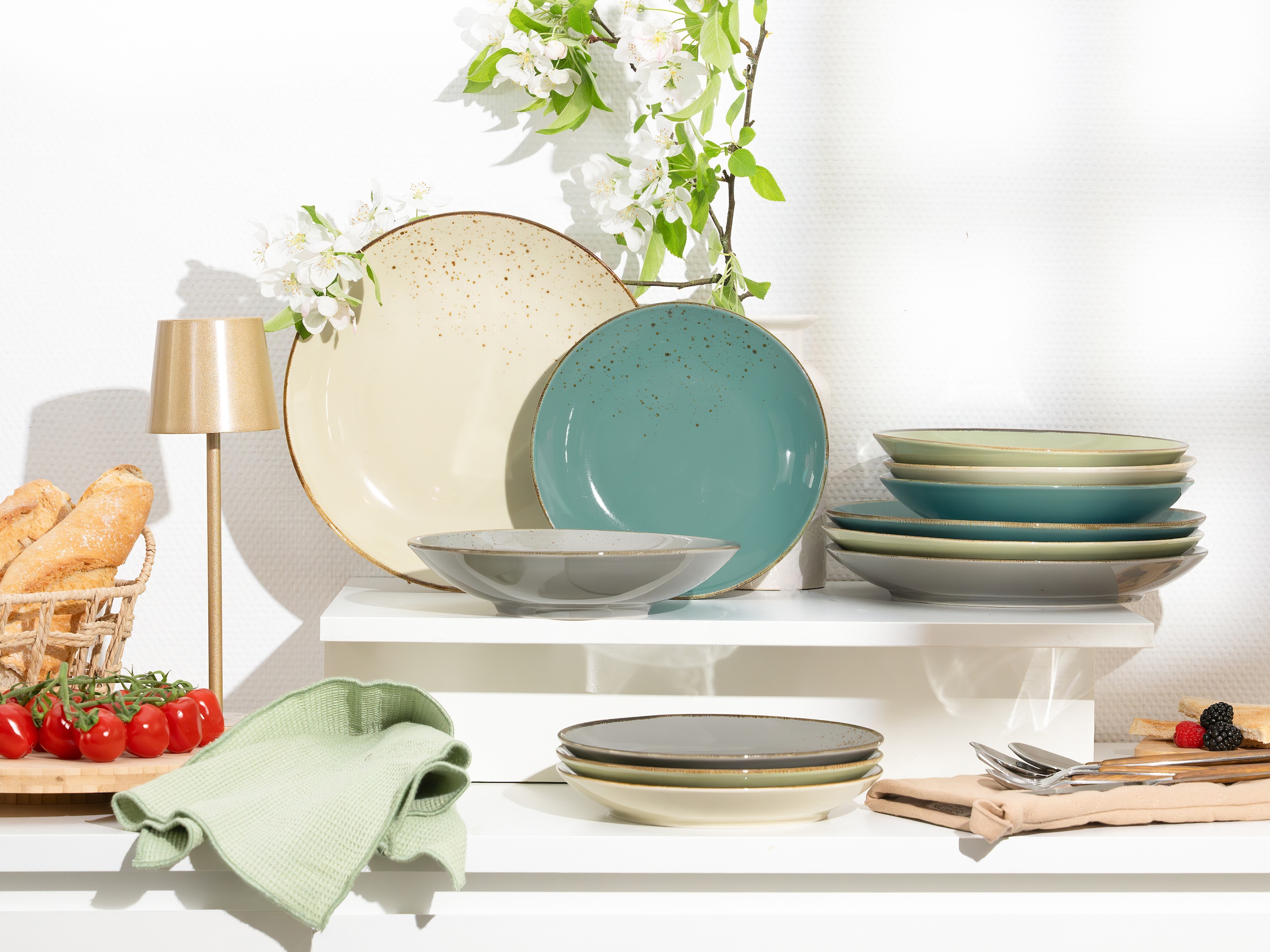 CreaTable Tafelservice »Geschirr-Set NATURE COLLECTION« Teller Set, Service, 12 Teile, für 4 Personen