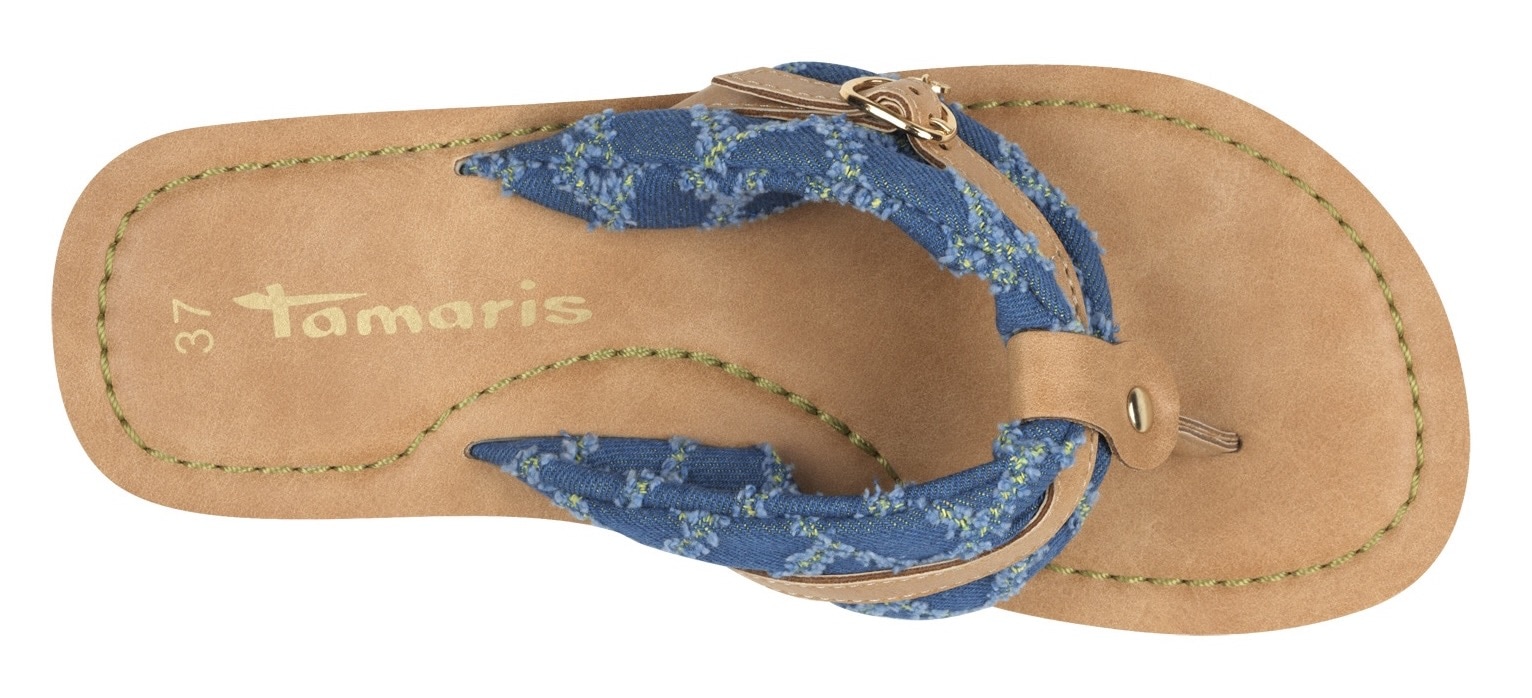 Tamaris Zehentrenner »AVRIL«, Sommerschuh, Flats, Schlappen mit T-Logoanhänger