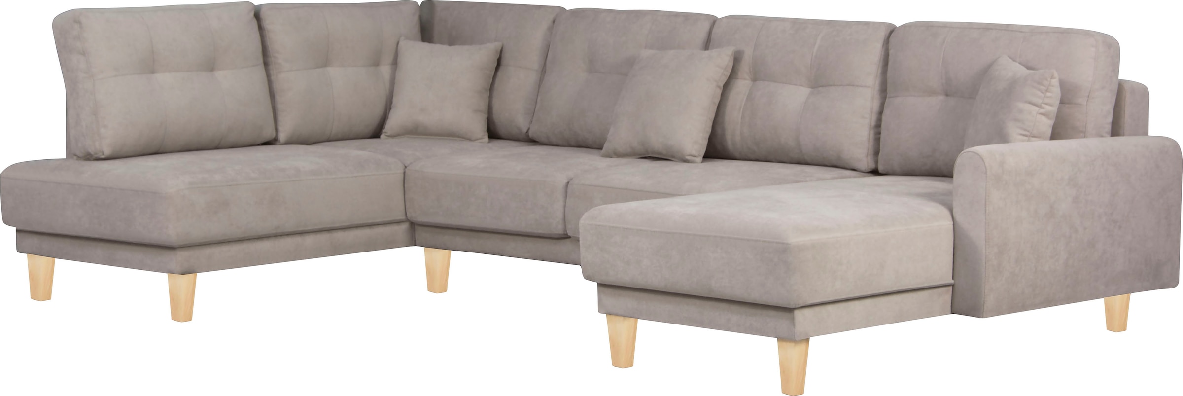 Home affaire Wohnlandschaft »TRIPLO U-Form wahlweise mit Schlaffunktion, B/T/H: 310/192/90 cm«, Schlafsofa, auch mit Bettkasten, Steppung im Rückenkissen