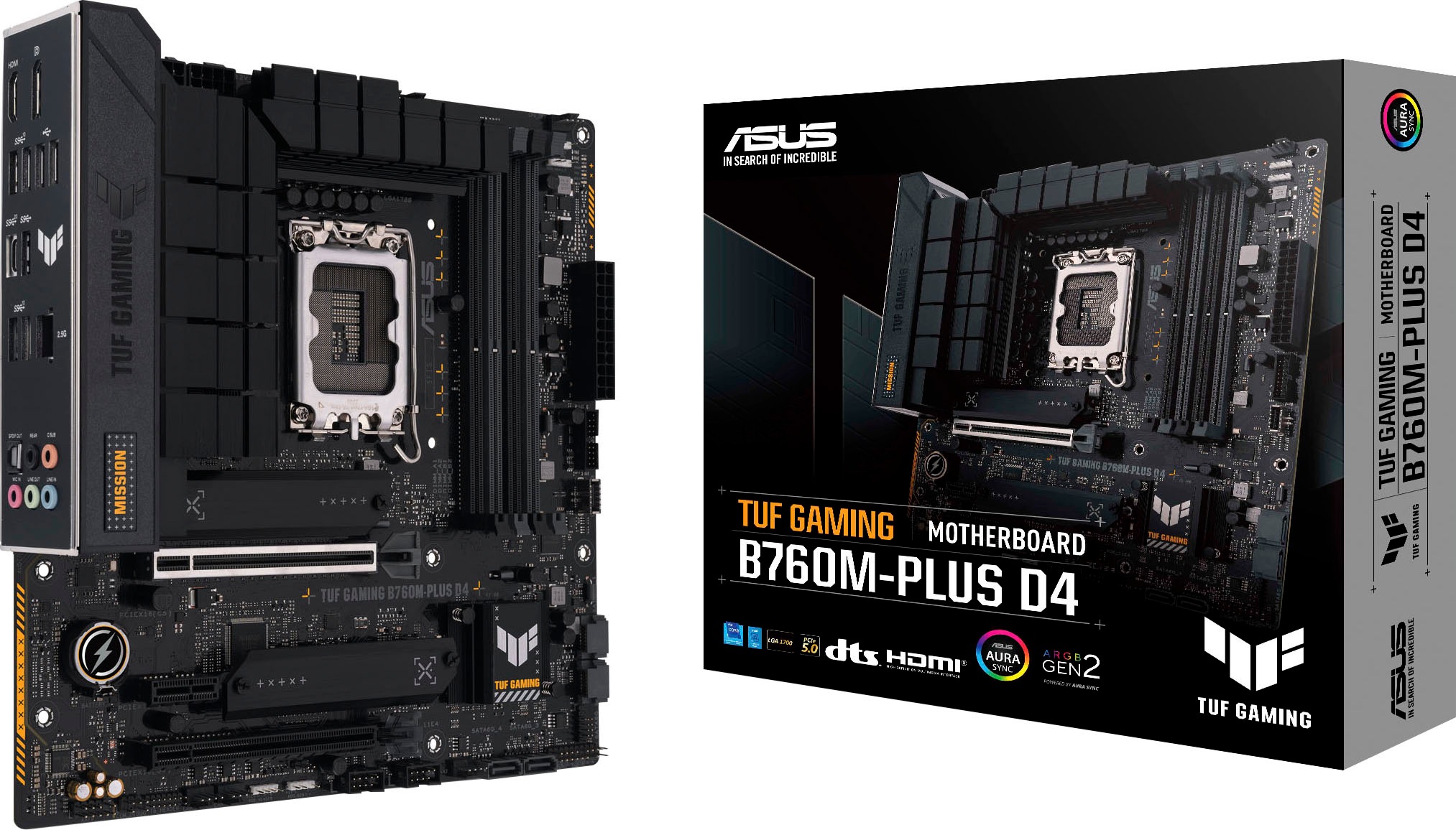 Asus Mainboard »TUF GAMING B760M-PLUS D4«, Intel B760, mATX, DDR4 Speicher, PCIe 5.0, 2x M.2, Thunderbolt 4