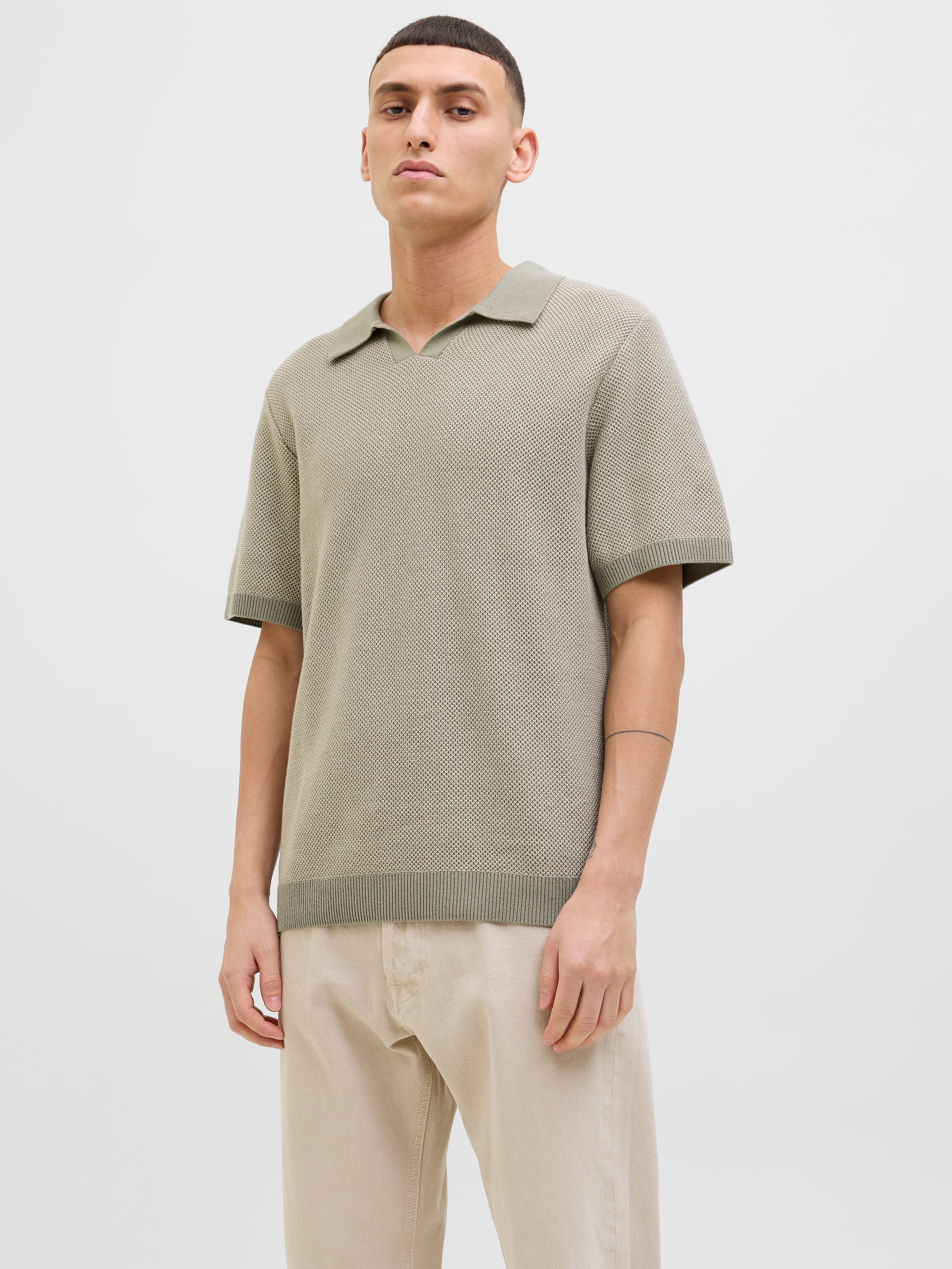 Jack & Jones Rundhalspullover "JPRCCEASTON KNIT SPLIT NECK SS SN" günstig online kaufen