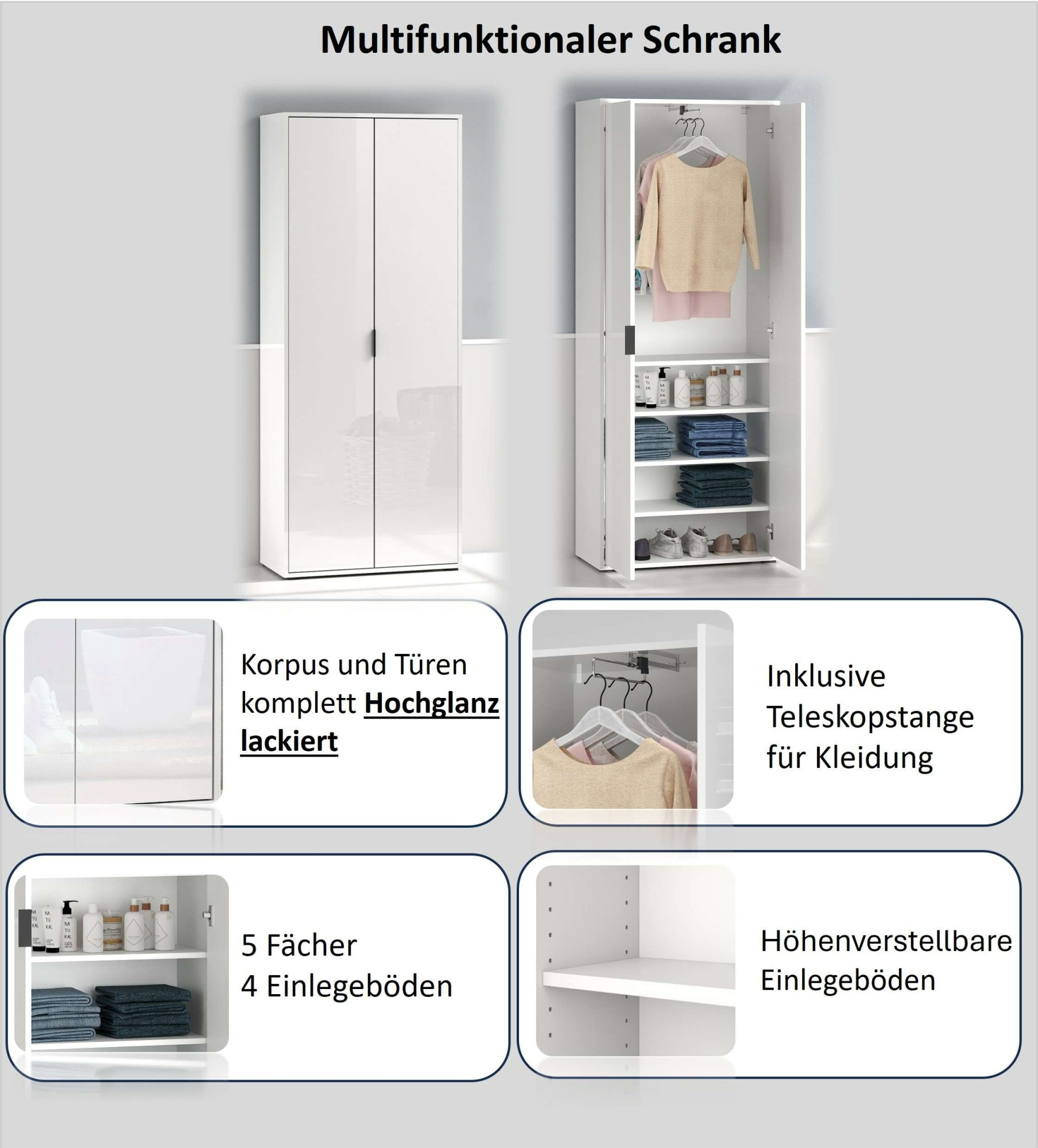 INOSIGN Mehrzweckschrank »Stauraumschrank , Breite 72,5 cm , Höhe 178 cm« 1 Stk. tlg.