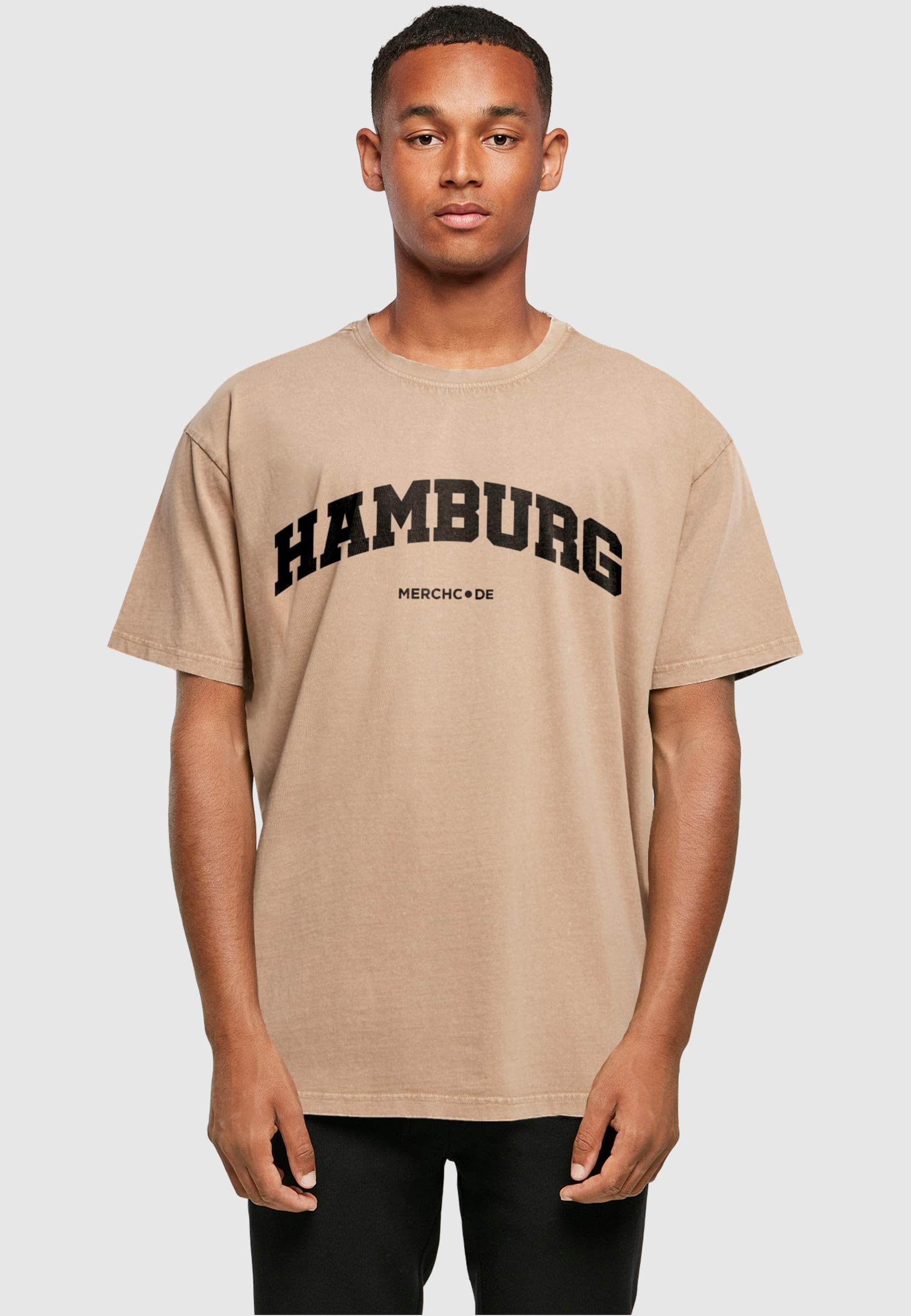 Merchcode T-Shirt »Merchcode Herren Hamburg Wording - Acid Washed Oversize Tee«, (1 tlg.)