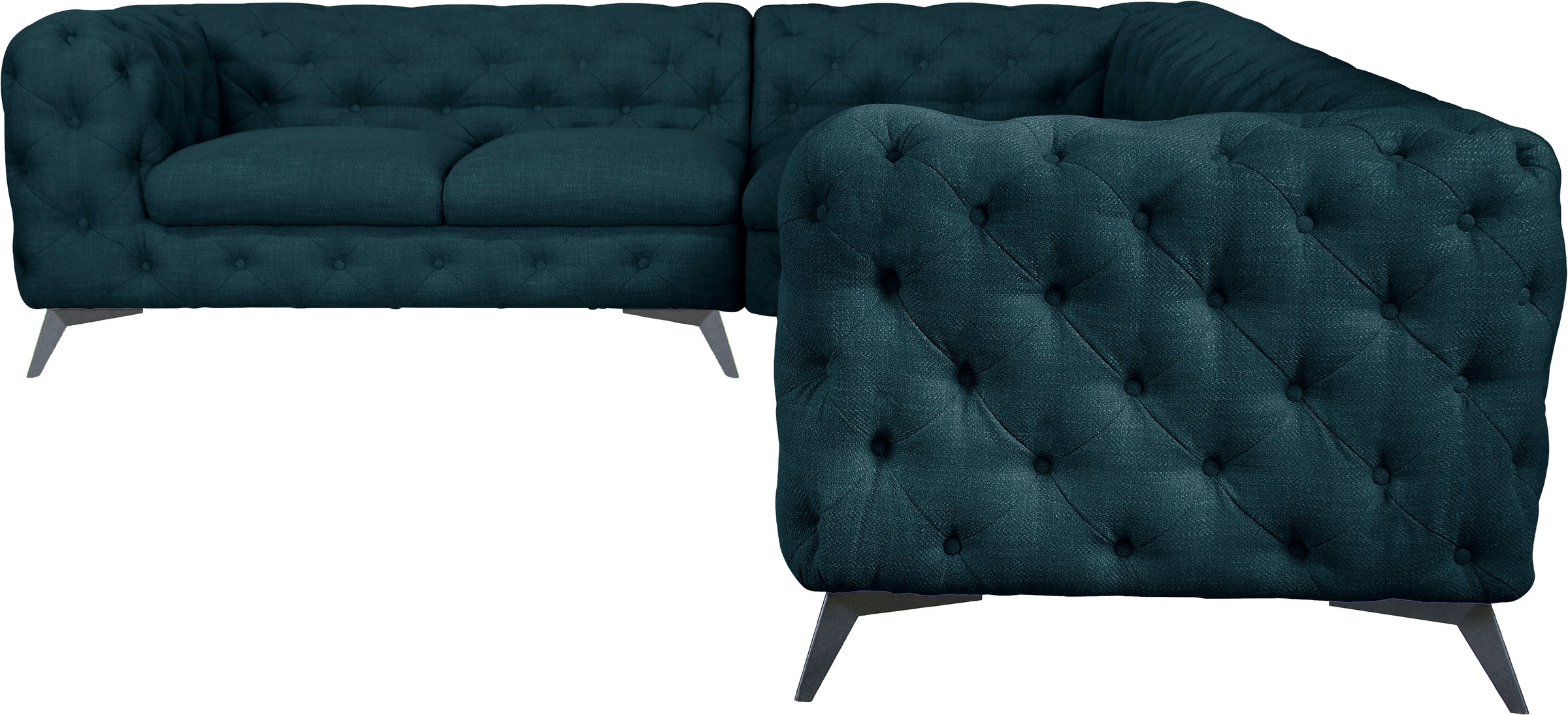 Leonique Chesterfield-Sofa "Ecksofa GLYNIS L-Form mit Wellenunterfederung, günstig online kaufen