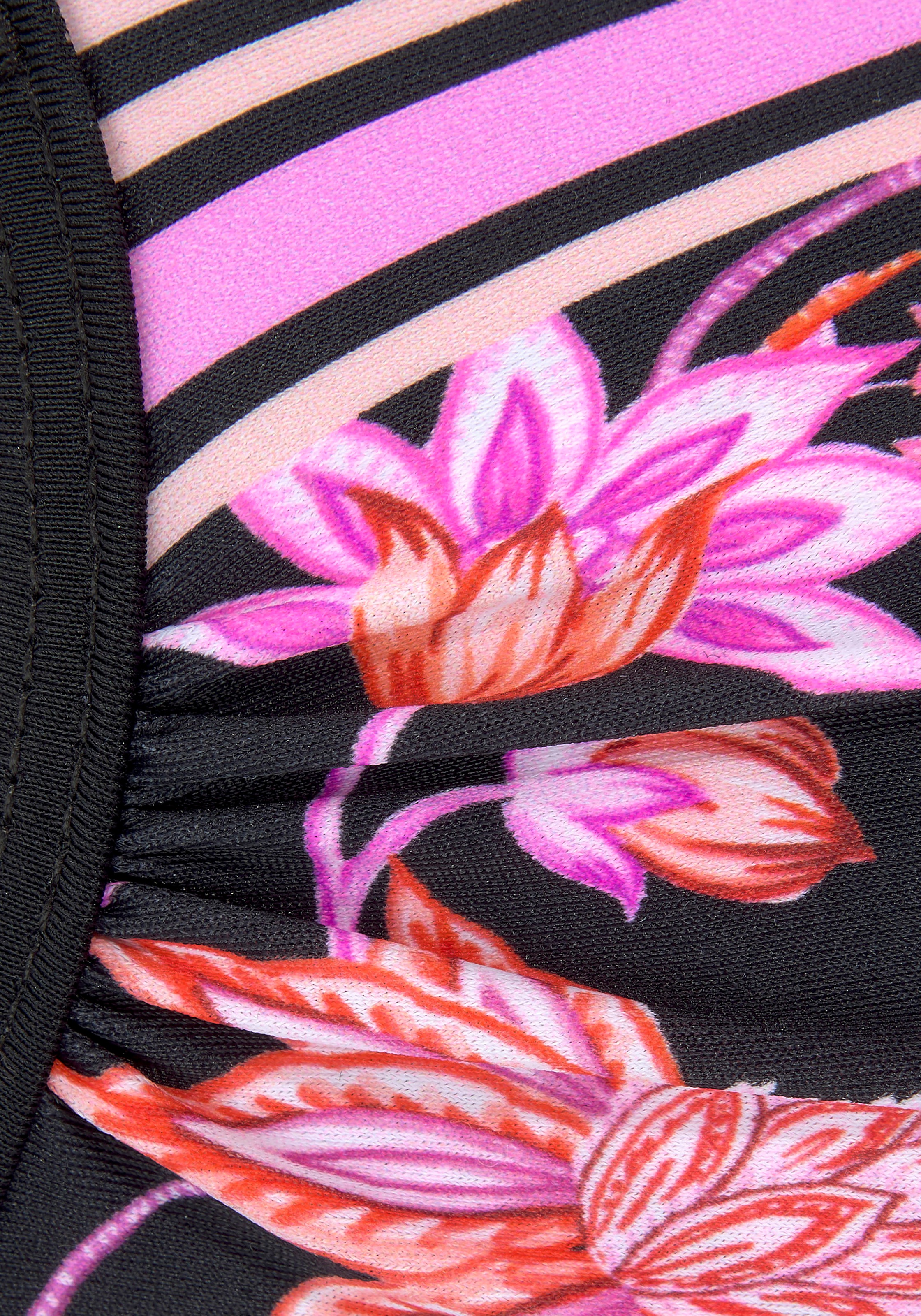 Bügel-Bikini-Top LASCANA "Bohemian", Damen, Gr. 46, Cup G, bunt (schwarz, pink), Recycling-Polyamid, Paisleymuster, bedruckt, Bikini-Oberteile, mit platzierten Streifen 3