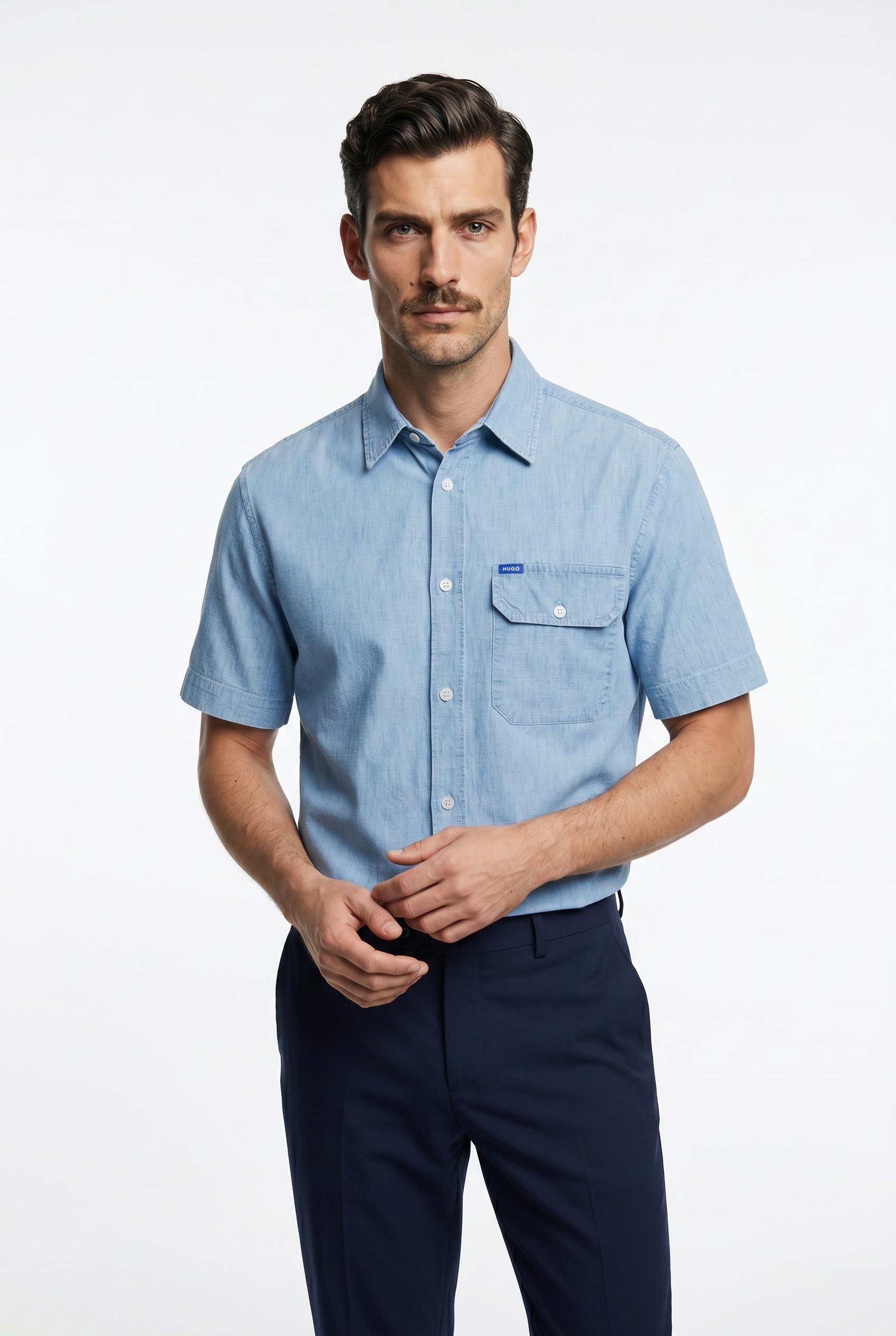 HUGO Kurzarmhemd "Ebaffino" Oversized Fit, reine Baumwolle