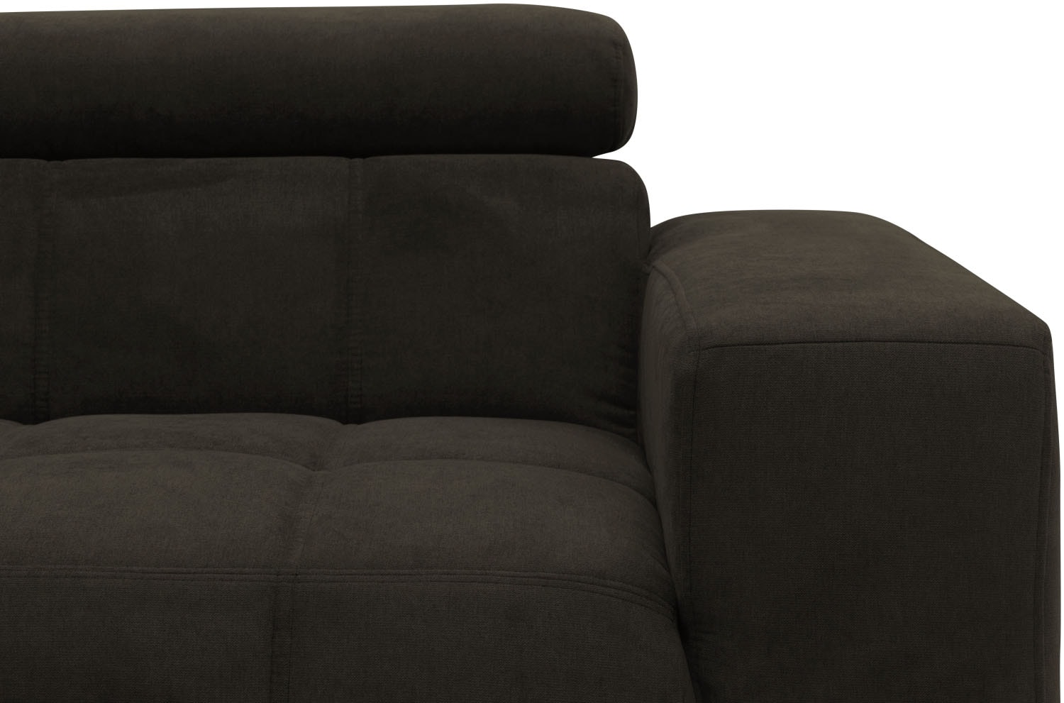 DOMO collection Ecksofa »Trento L-Form, mit Kufenfuß oder Einzelfuß«, wahlweise mit Kopfteilverstellung, Recamiere links/rechts bestellbar