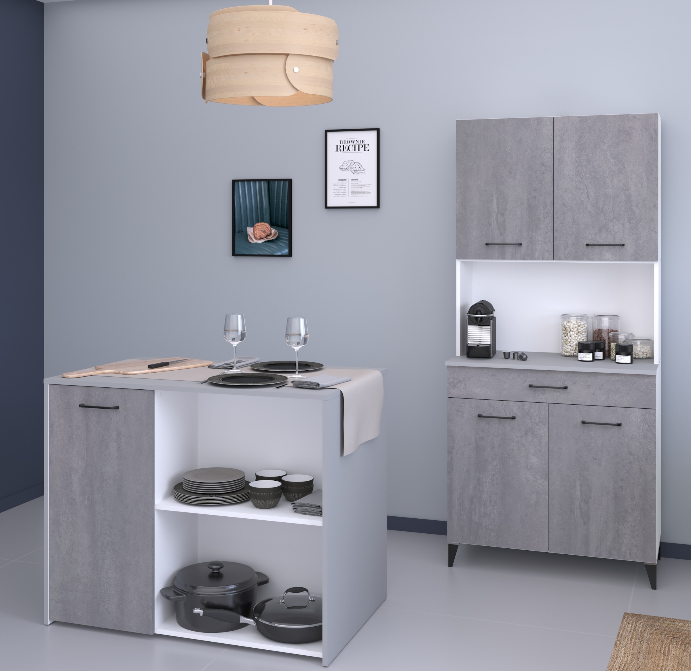Parisot Schrank-Set »Malice 3«, (2 St., Buffet und Beistellschrank/Insel), viel Stauraum, tolle Optik, gute Funktion, variabel stell- und nutzbar