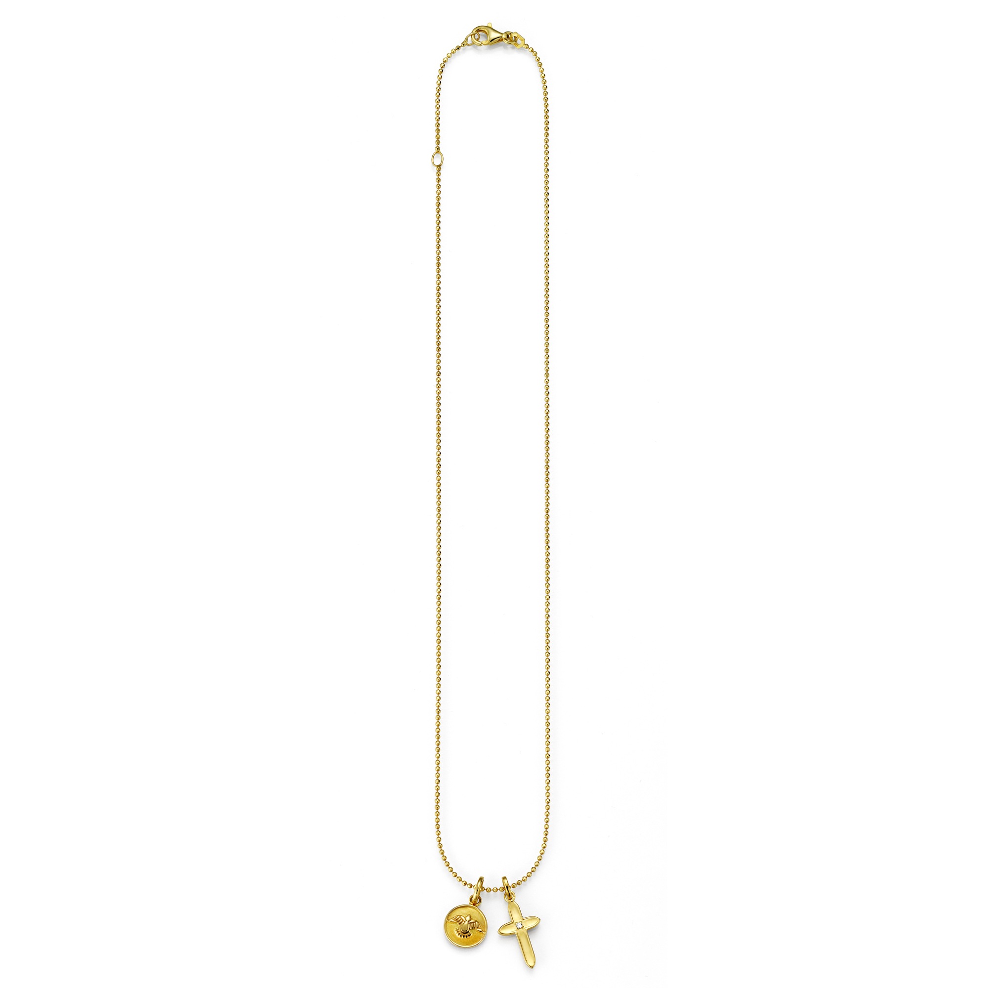 CAÏ Kette mit Anhänger »925/- Sterling Silber vergoldet Zirkonia Kreuz Taube«