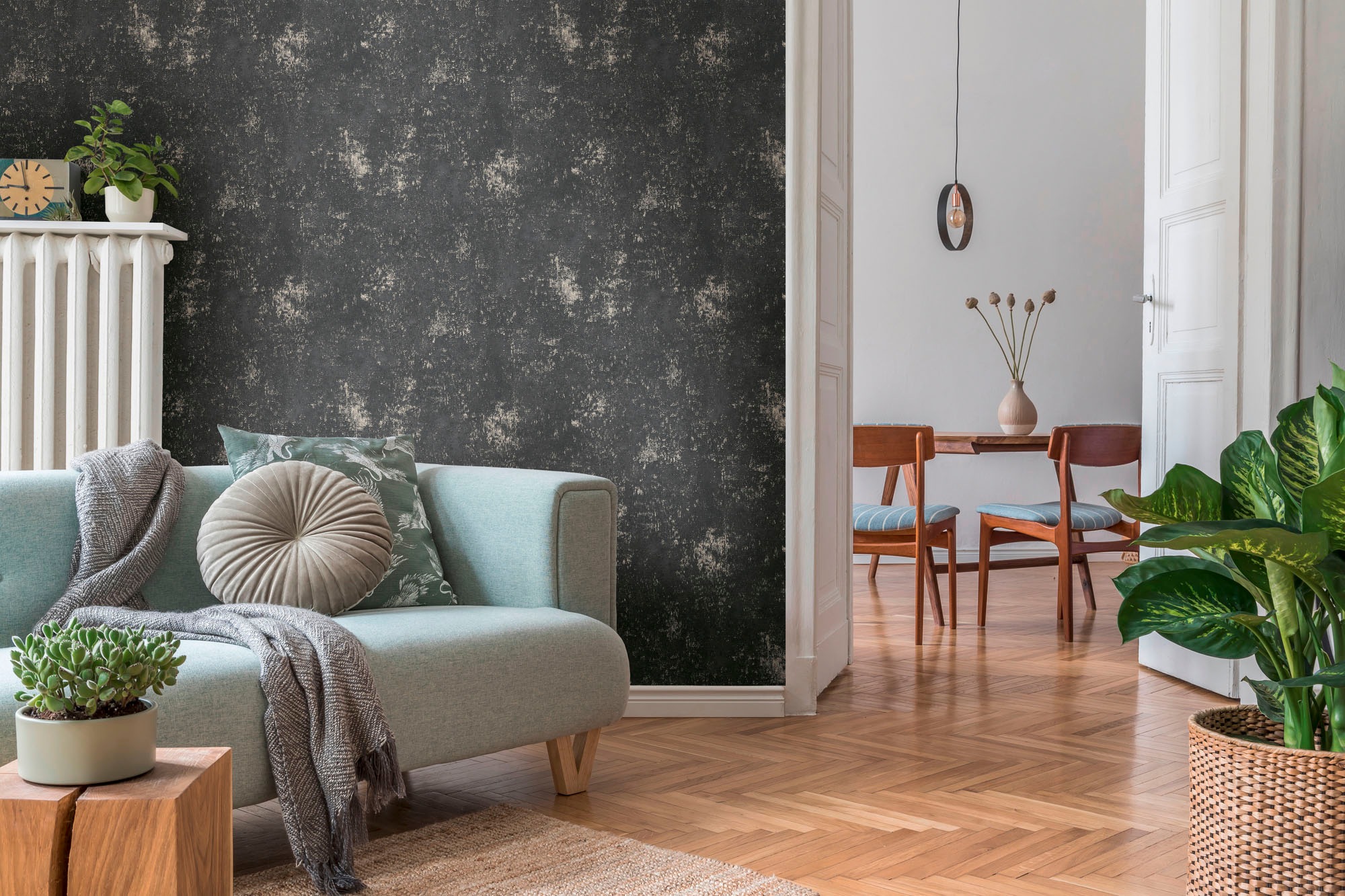 A.S. Création Vliestapete »THE BOS Putzoptik Metallic« leicht glänzend | matt leicht strukturiert Strukturtapete, Tapeten Wohnzimmer Schlafzimmer Küche modern Design