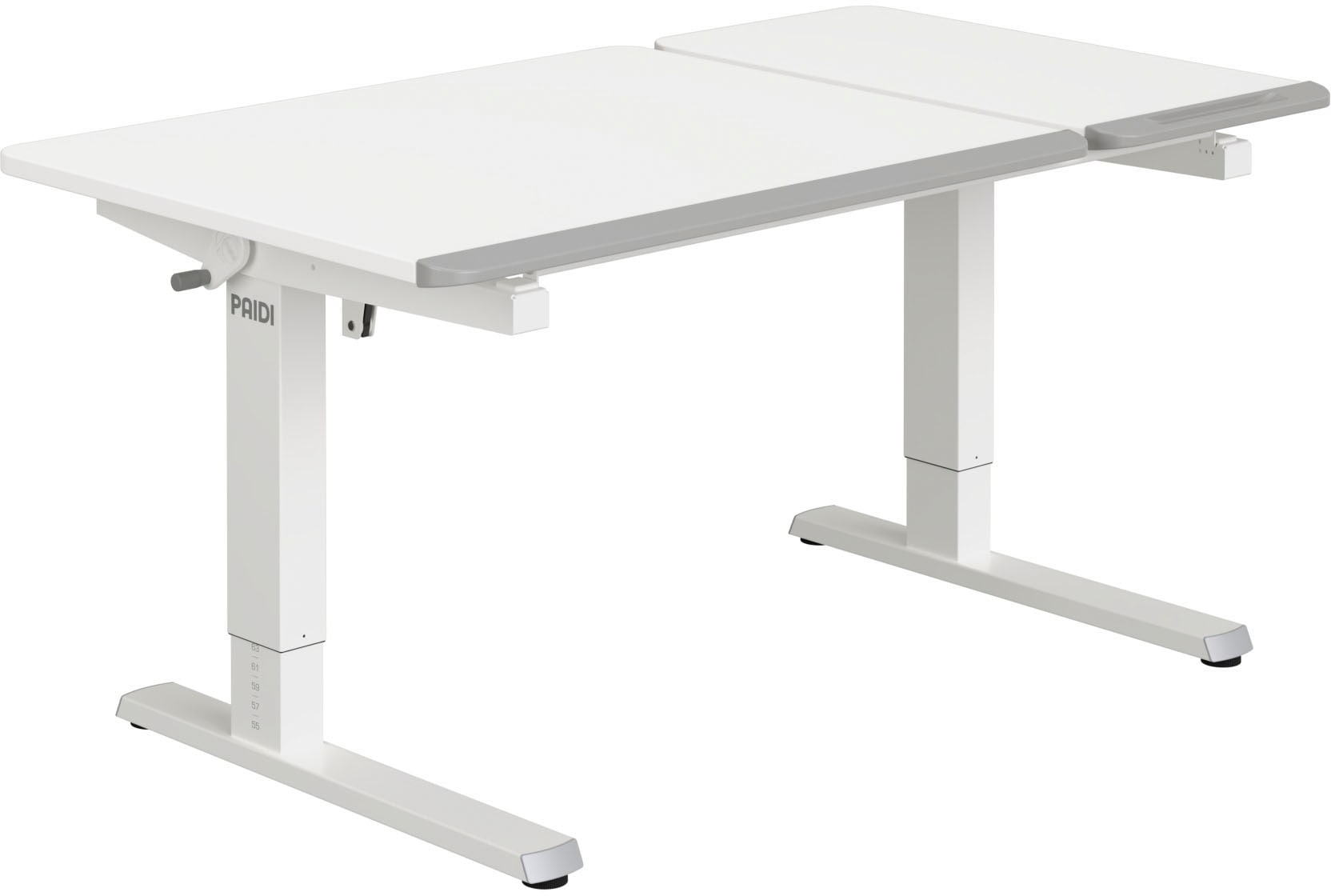 PAIDI Schreibtisch "TEENIO GT in verschiedenen Ausführungen, mitwachsend & ergonomisch" B/H/T ca. 130/53-79/75 cm, Kreideweiß, höhenverstellbarer Schülerschreibtisch, Platte bis 14 neigbar