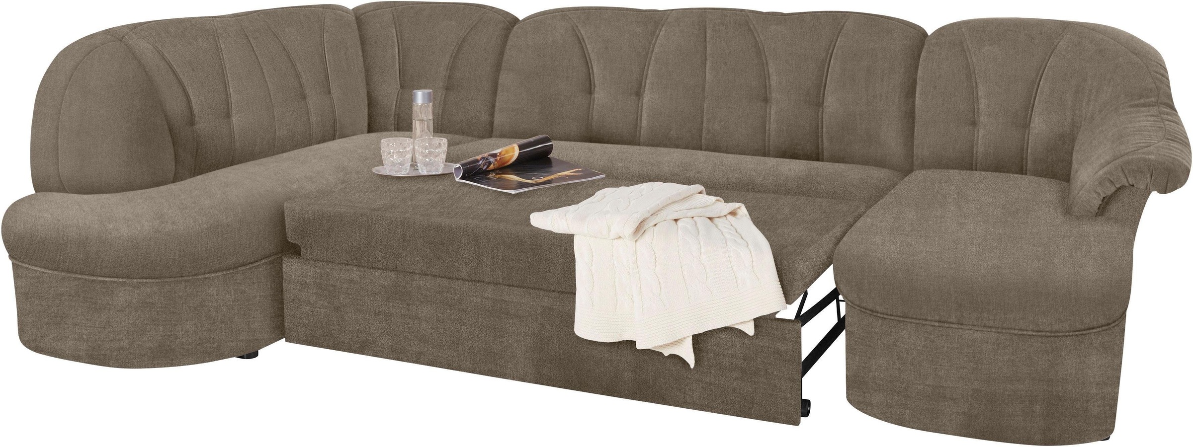 DOMO collection Wohnlandschaft »Pegnitz, zeitlos und modern, mit attraktiver Rückensteppung, U-Form«, wahlweise mit Bettfunktion