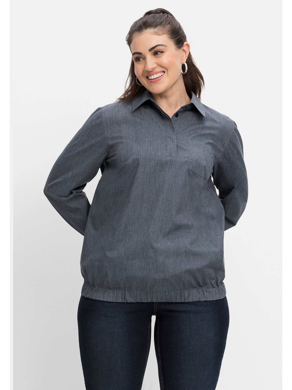 Sheego Tunika »Große Größen«, mit Hemdkragen und Knopfleiste für kaufen |  BAUR