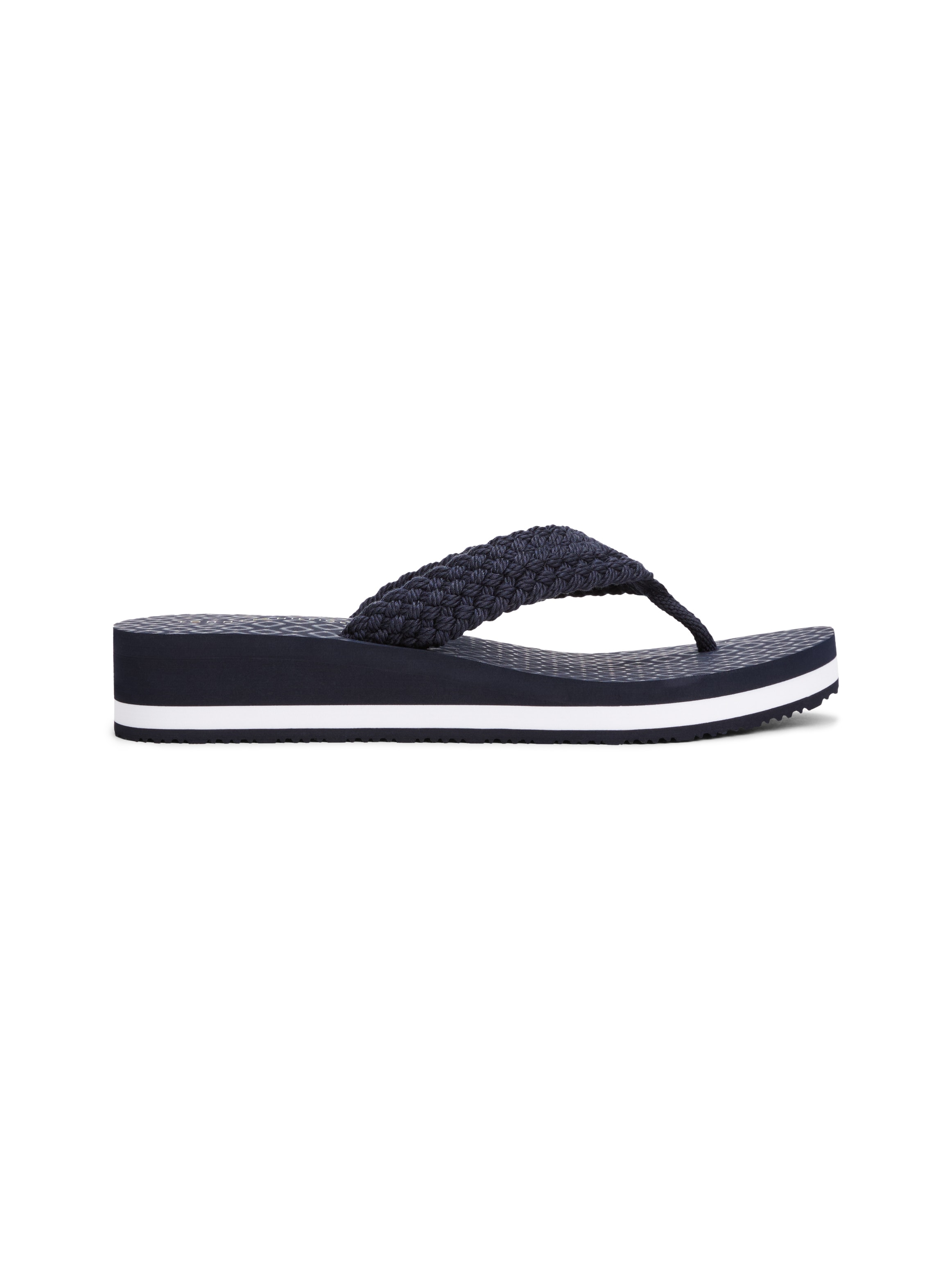 Tommy Hilfiger Dianette »TH CROCHET MID BEACH SANDAL«, Keilabsatz, Plateau, Zehentrenner, Sommerschuh mit Label