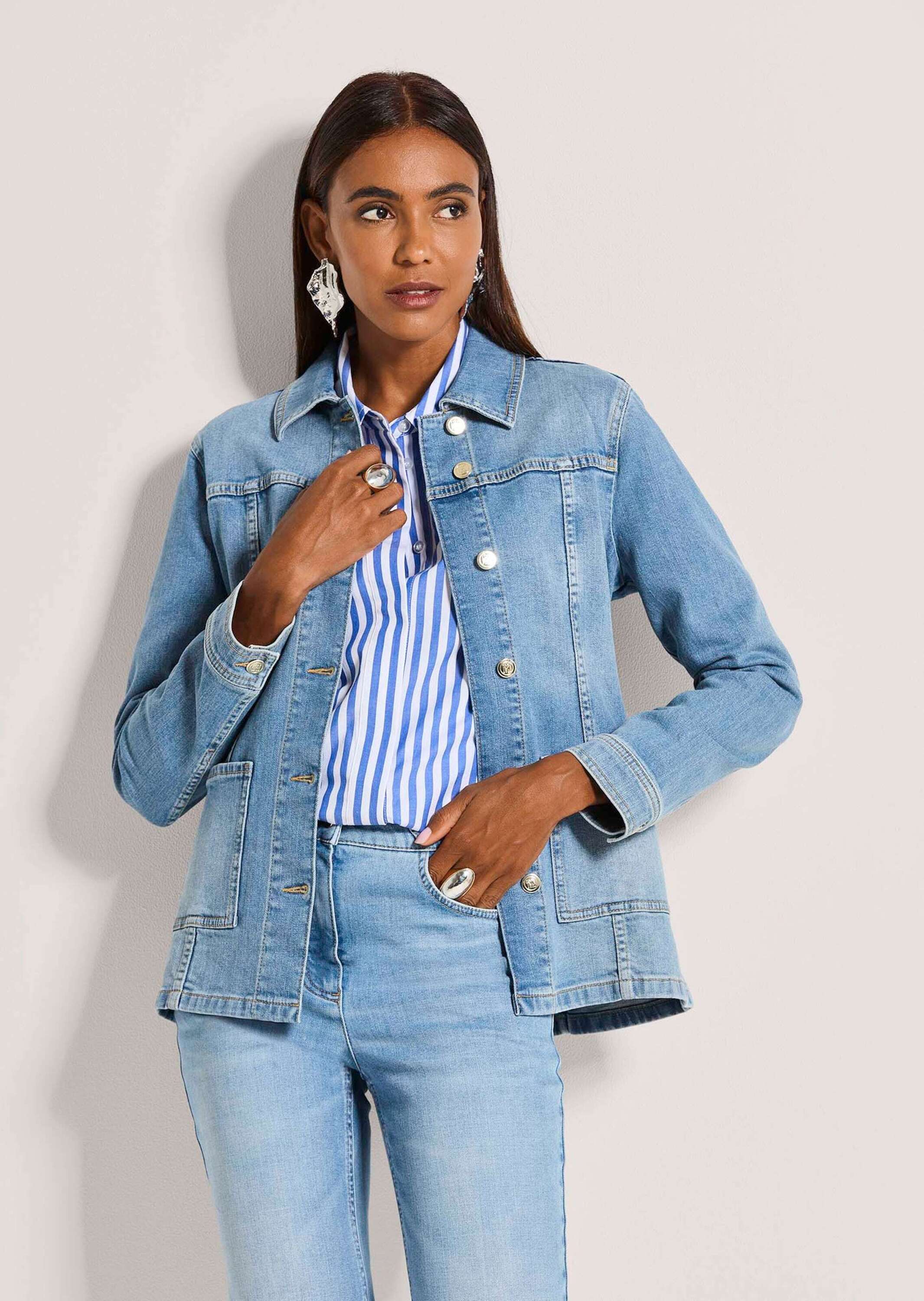 Thumbnail - MADELEINE Kurzjacke "Jeansjacke Übergangsjacke im Safari-Look" Bindegürtel