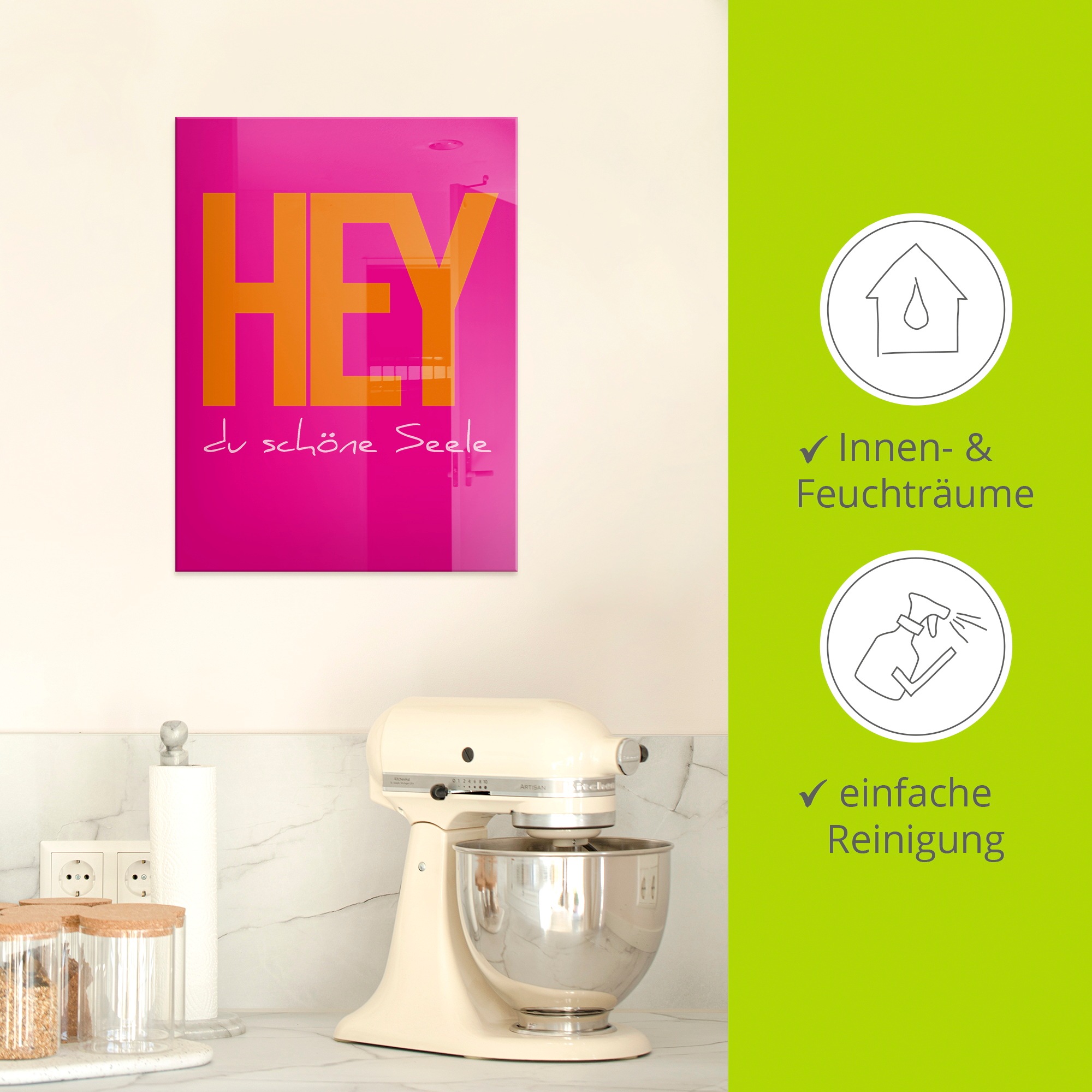 Artland Glasbild »Hey du schöne Seele« Sprüche & Texte 1 Stk. tlg. in verschiedenen Größen