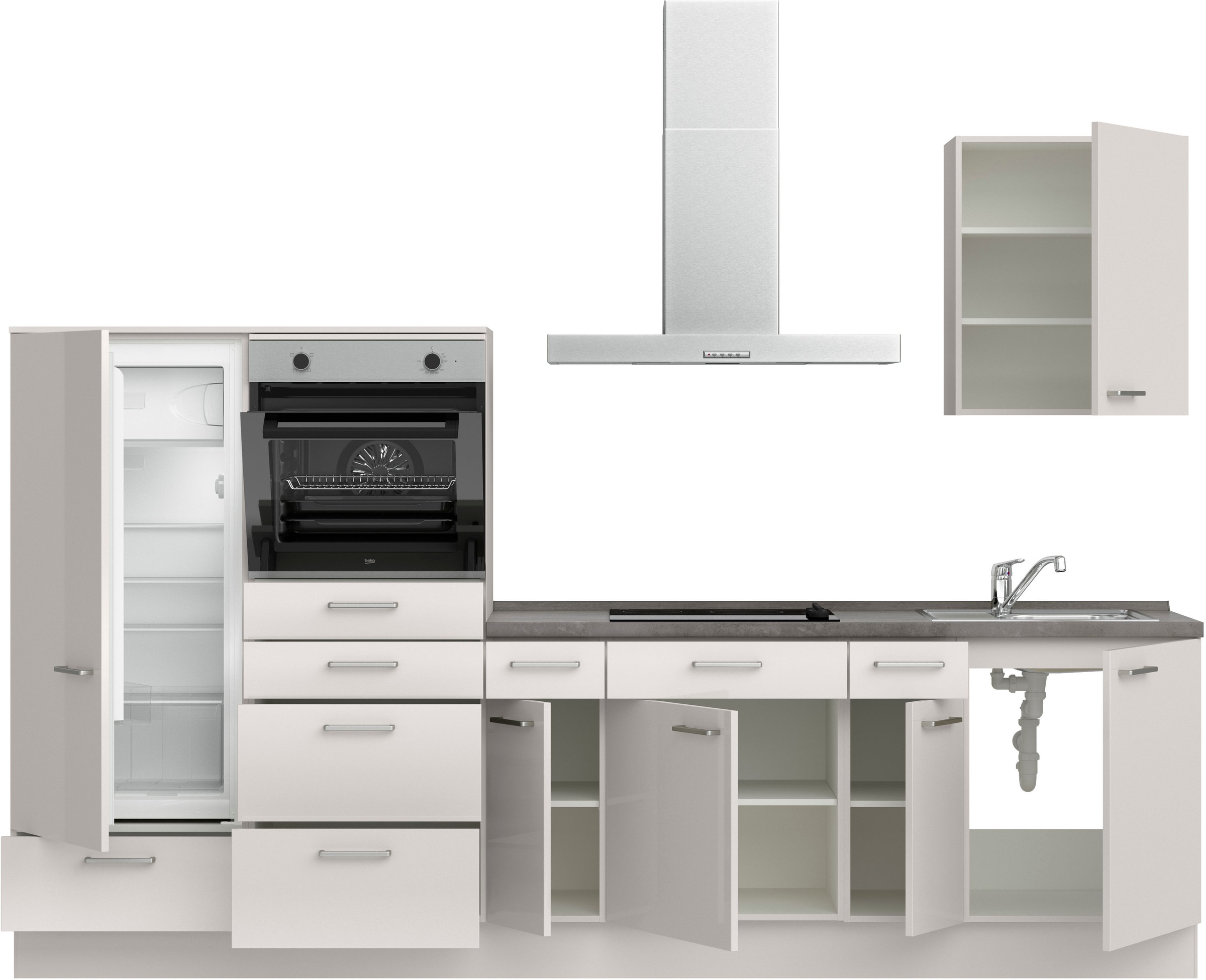 nobilia® Küchenzeile »"Flash I"«, vormontiert, Ausrichtung wählbar, Breite 300 cm, wahlw. mit E-Geräten