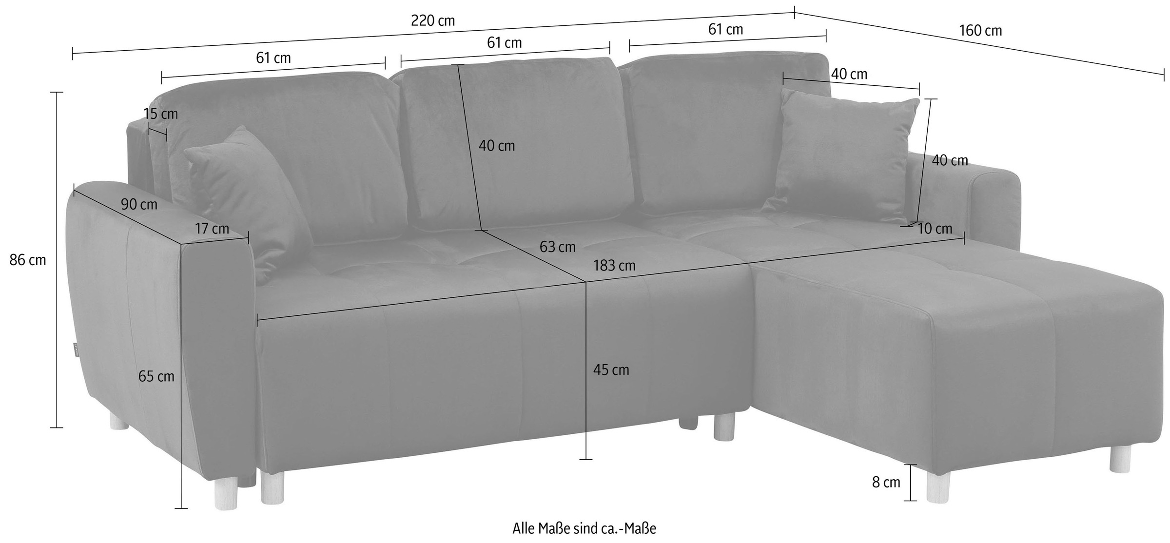 Home affaire Ecksofa »Scania L-Form«, wahlweise mit Bettfunktion und Bettkasten