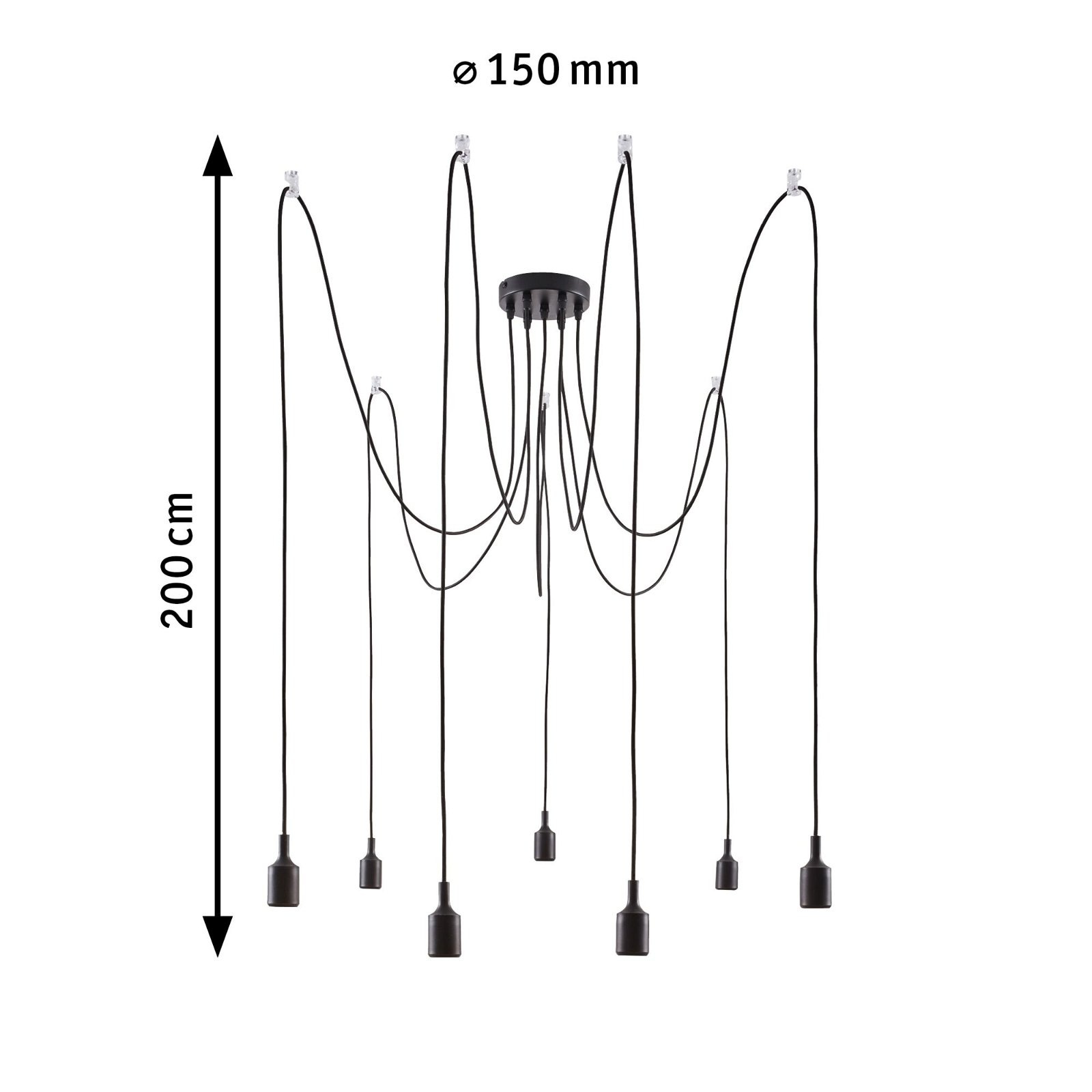 Paulmann Pendelleuchte »Neordic Ketil max.7x60W Schwarz 230V Silikon/Metall«, 7 flammig, Leuchtmittel E27 | ohne Leuchtmittel, E27