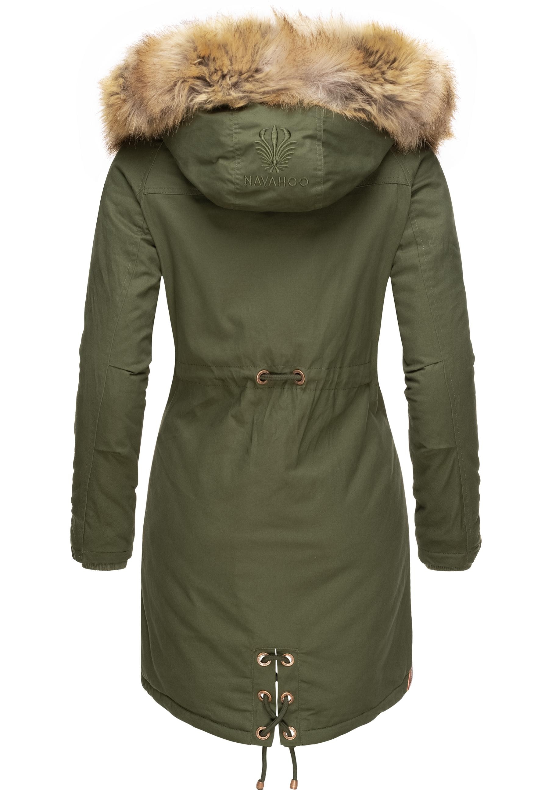Navahoo Wintermantel »Rosinchen«, stylischer Damen Winter Baumwollparka mit Kunstfell