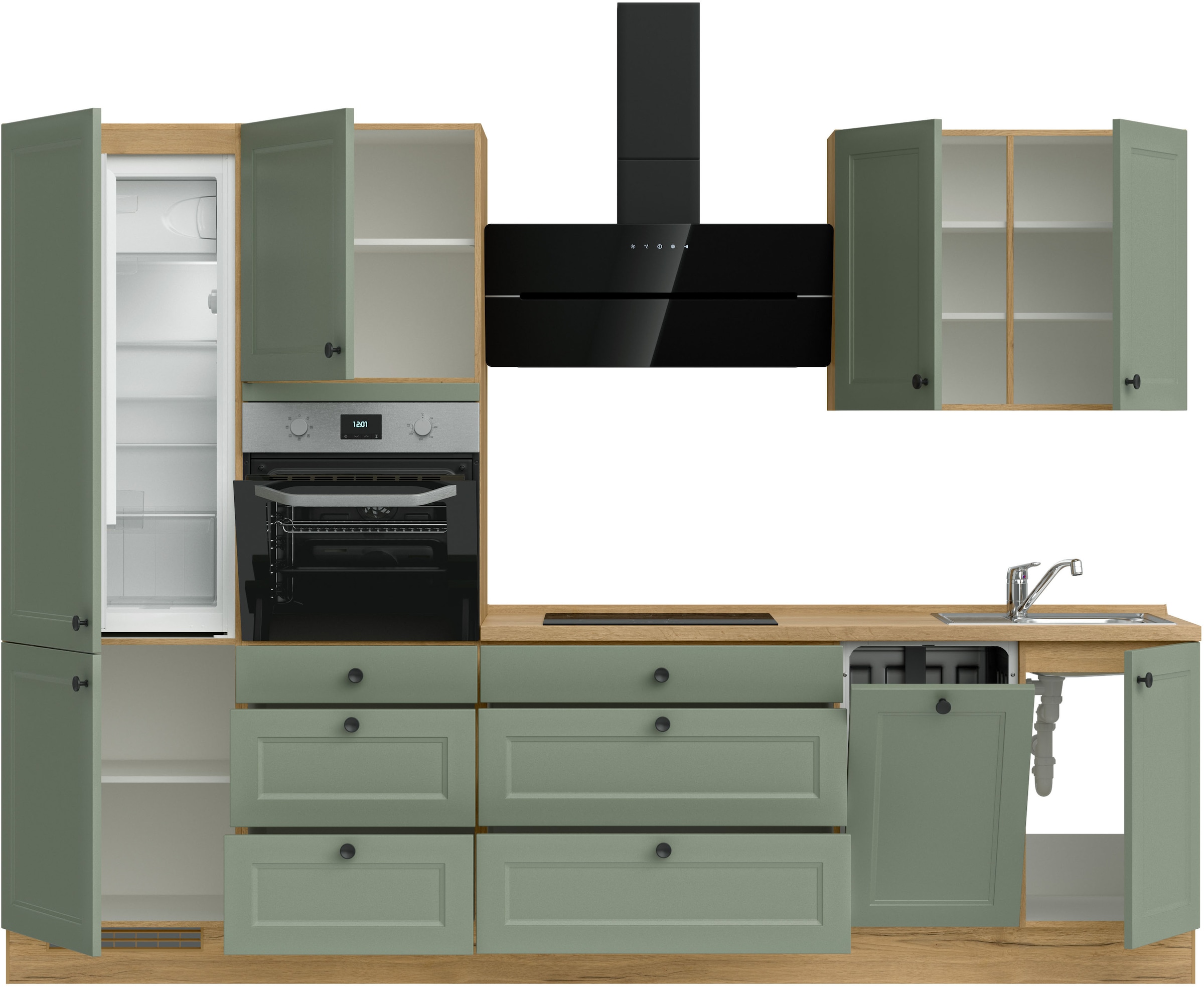 nobilia® Küchenzeile »"Cascada II"«, vormontiert, Breite 300 cm, Ausrichtung wählbar, wahlw. mit E-Geräten