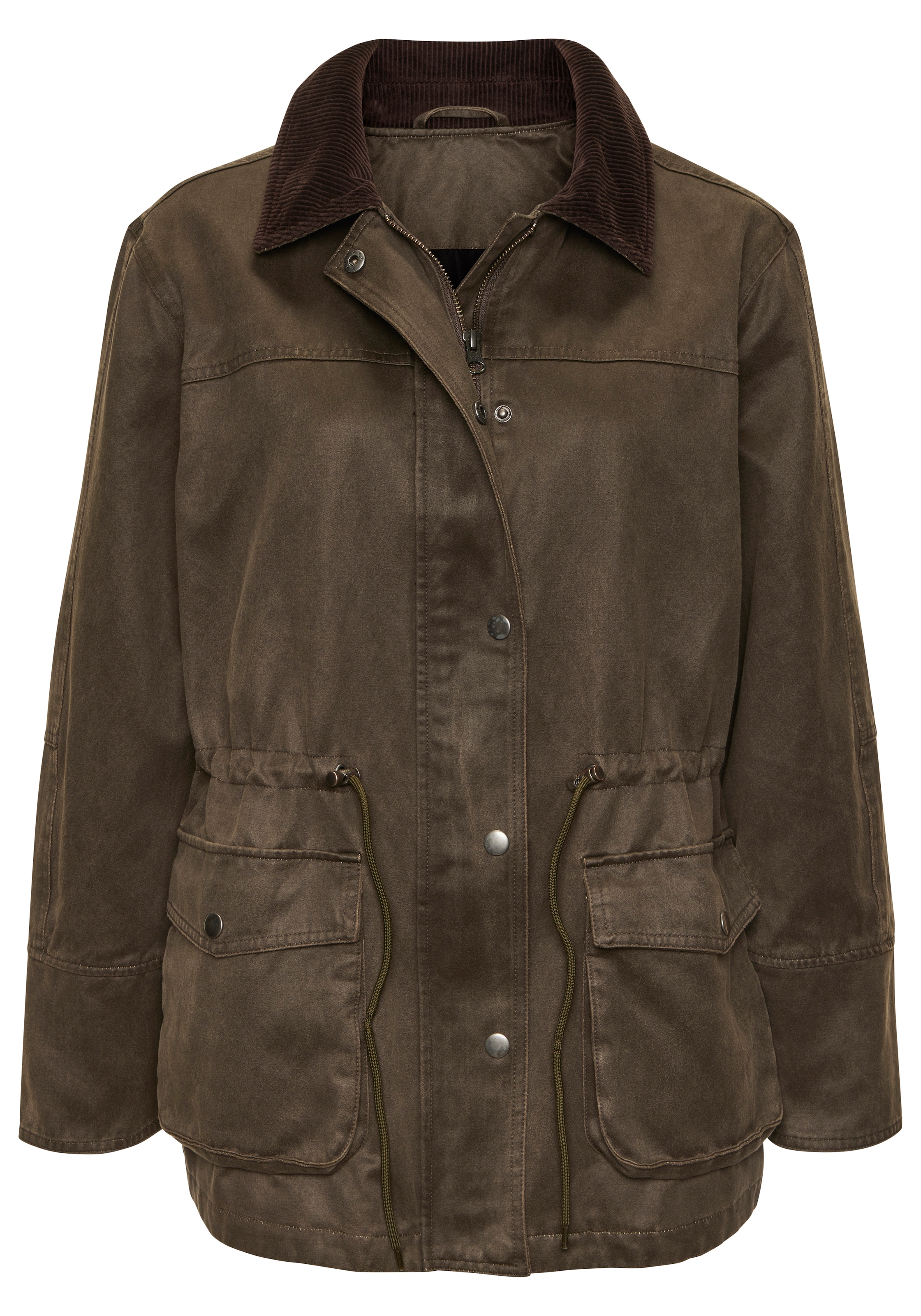 French Connection Canvasjacke in langer Form mit Kordkragen