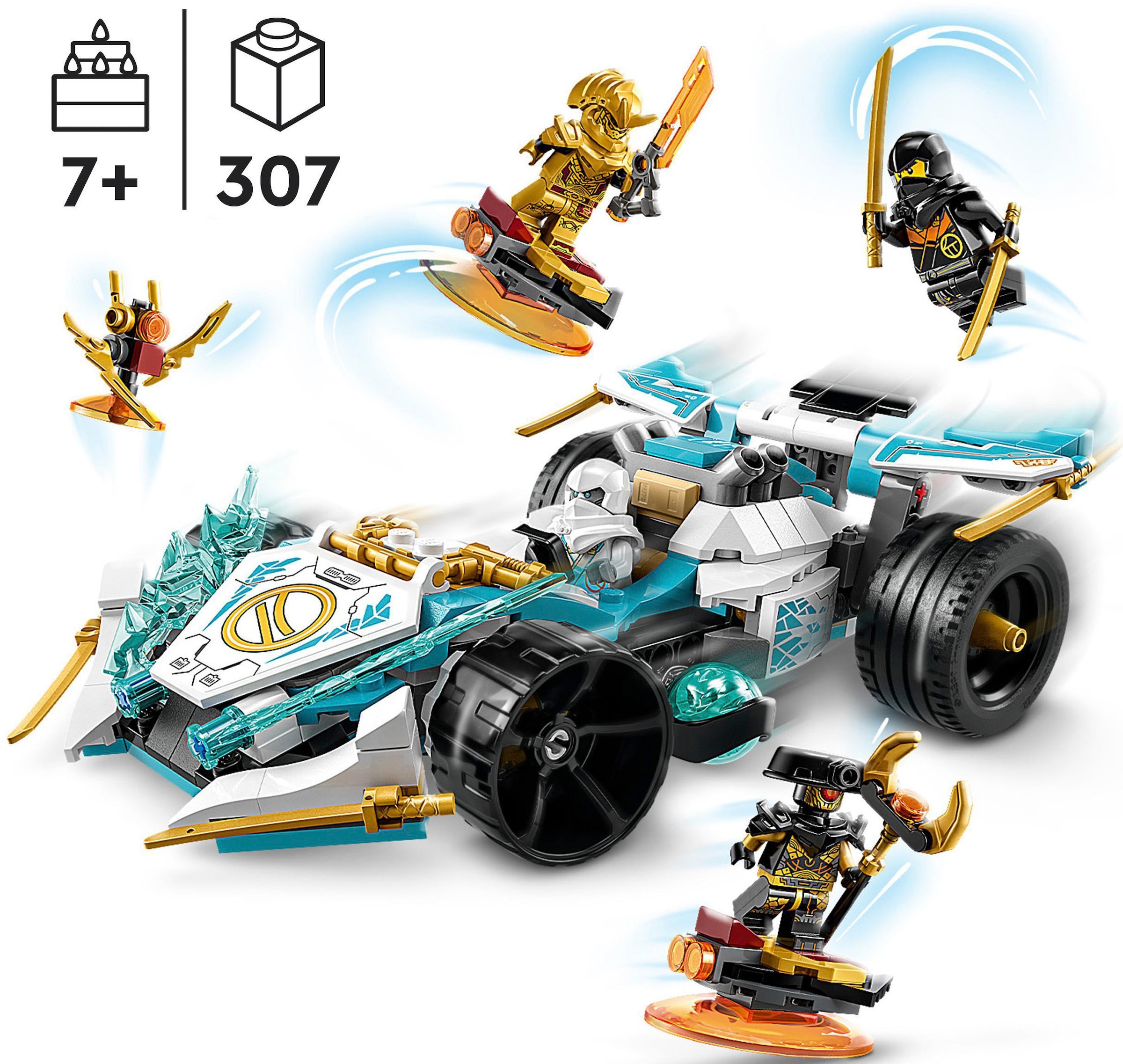 LEGO® Konstruktionsspielsteine »Zanes Drachenpower-Spinjitzu-Rennwagen (71791), LEGO® NINJAGO«, (307 St.), Made in Europe
