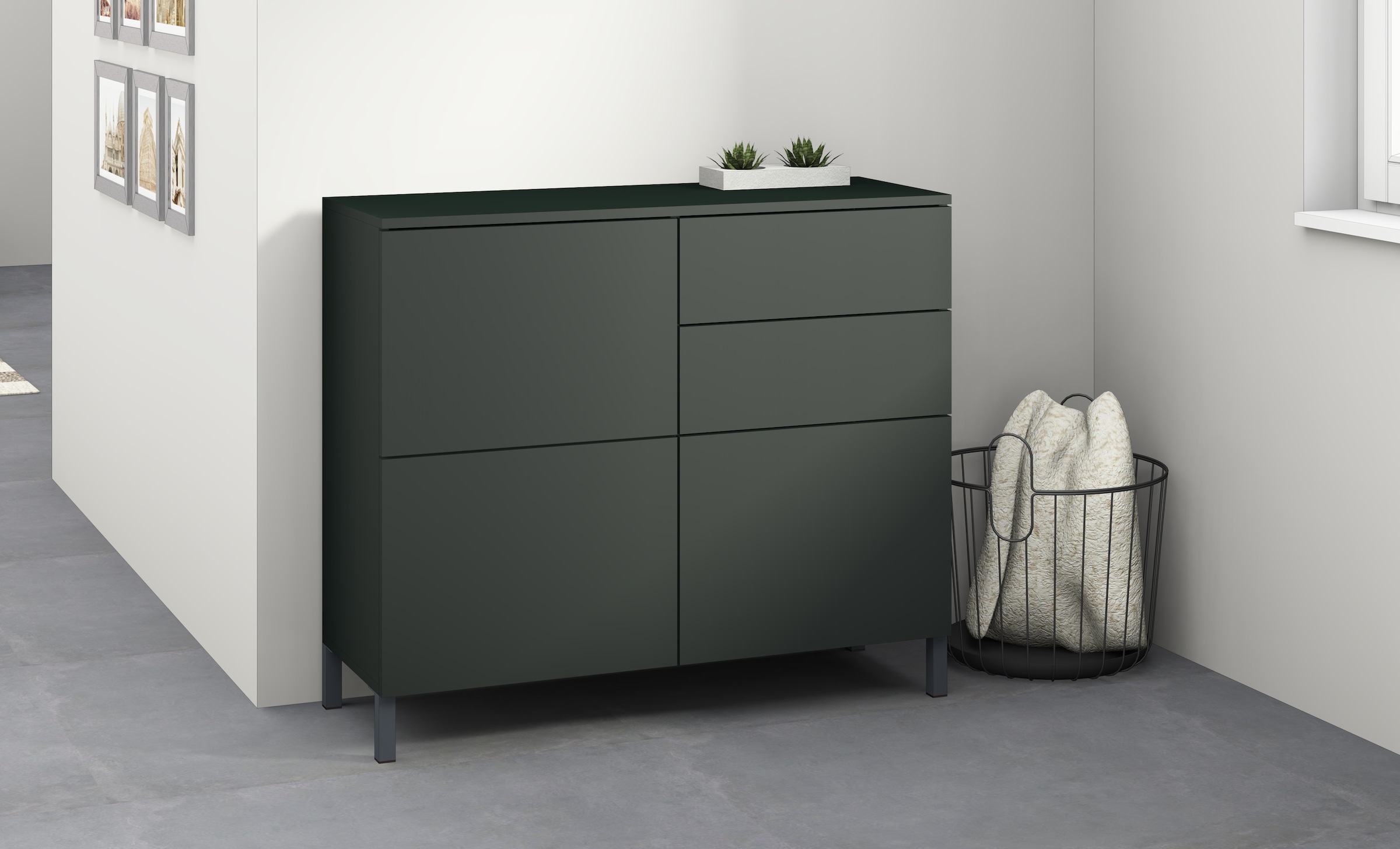 borchardt Möbel Kommode "Haama, Sideboard mit Metallfüßen, Push-to-open-Technik, Breite 93 cm" Push-To-Open, verstellbare Einlegeböden, viel Stauraum, Breite 93cm