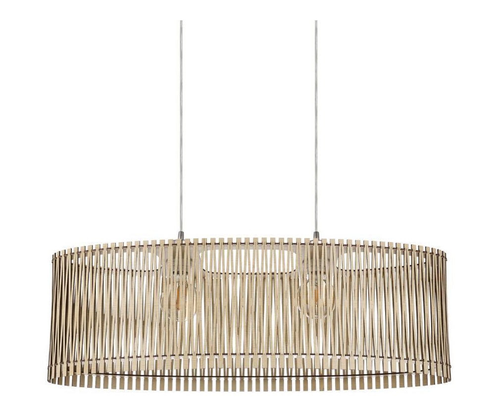 EGLO Hängeleuchte »SENDERO Pendellampe, Stahl und Holz, E27, IP20, Wohnzimmerlampe, Lampe« E27 1 Stk. Hängeleuchte, L77,5 x B25 x H130, nickel-matt, 2X60W exkl.