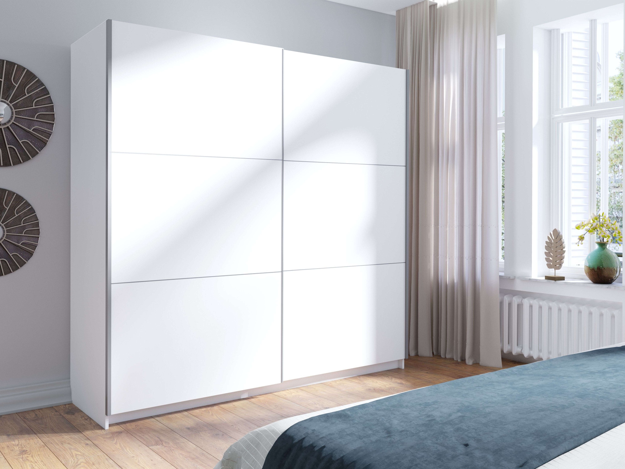 INOSIGN Kleiderschrank »Fresno Wäscheschrank mit 5 Einlegeböden und Kleiderstange«, Garderobe mit 2 Schwebetüren, B/H/T 200/207/62 cm