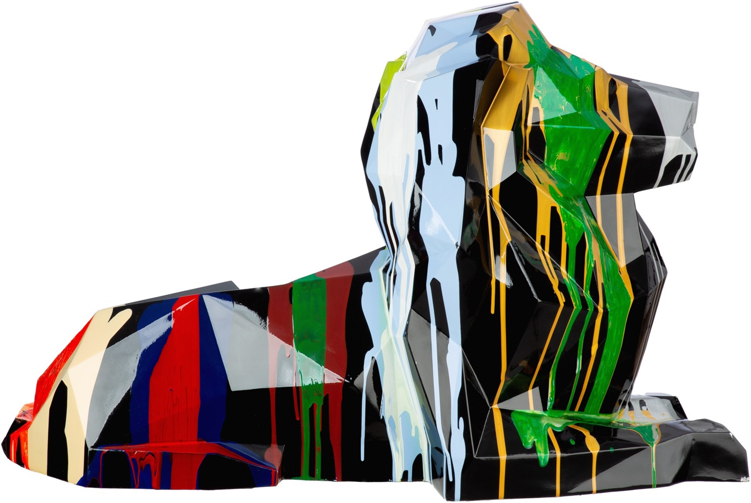 GILDE Skulptur »Figur Löwe; geometrisch Lionaro mehrfarbig« Tierfigur Kunstfigur Pop-Art-Stil Designobjekt Sammlerfigur