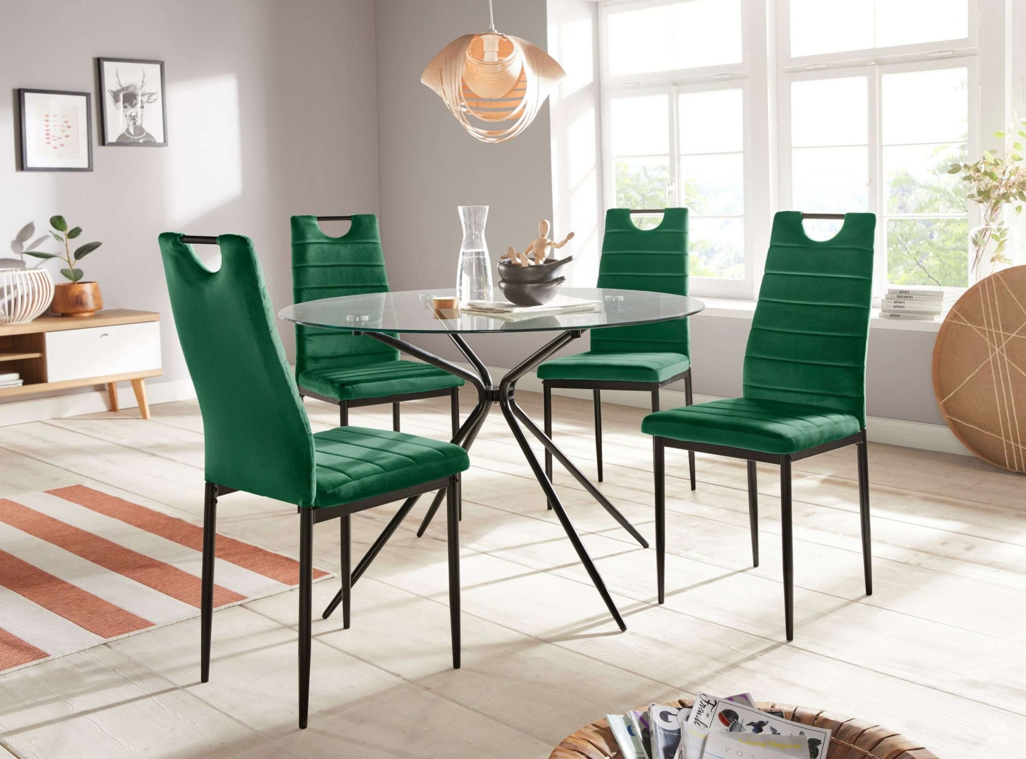 Essgruppe »Silvi-Mandy«, (Set, 5 tlg., Set 110 cm), Glastisch 110x110 cm mit 4 Stühlen...