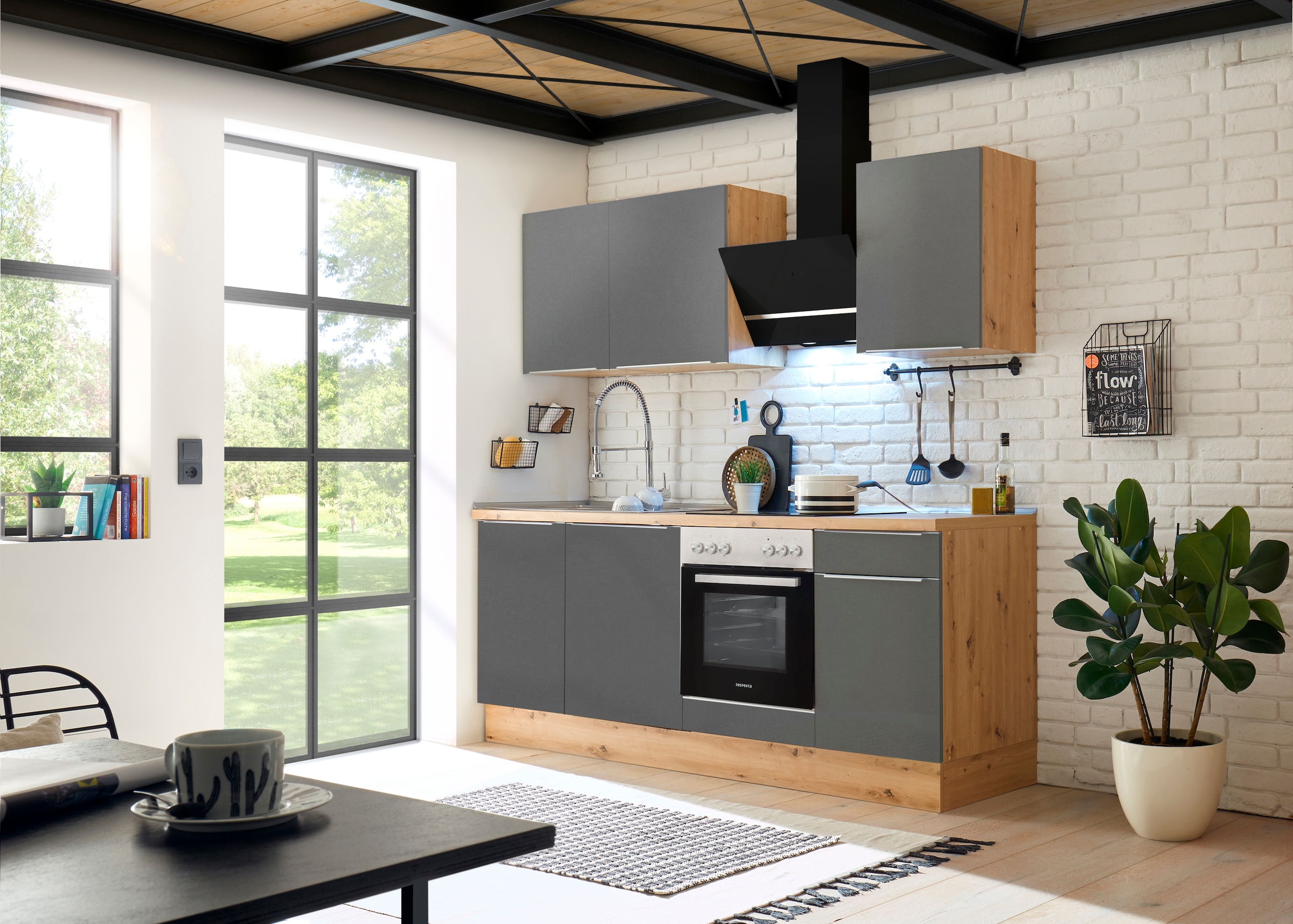 RESPEKTA Küchenzeile »Safado aus der Serie Marleen«, hochwertige Ausstattung wie Soft Close Funktion, Breite 220 cm