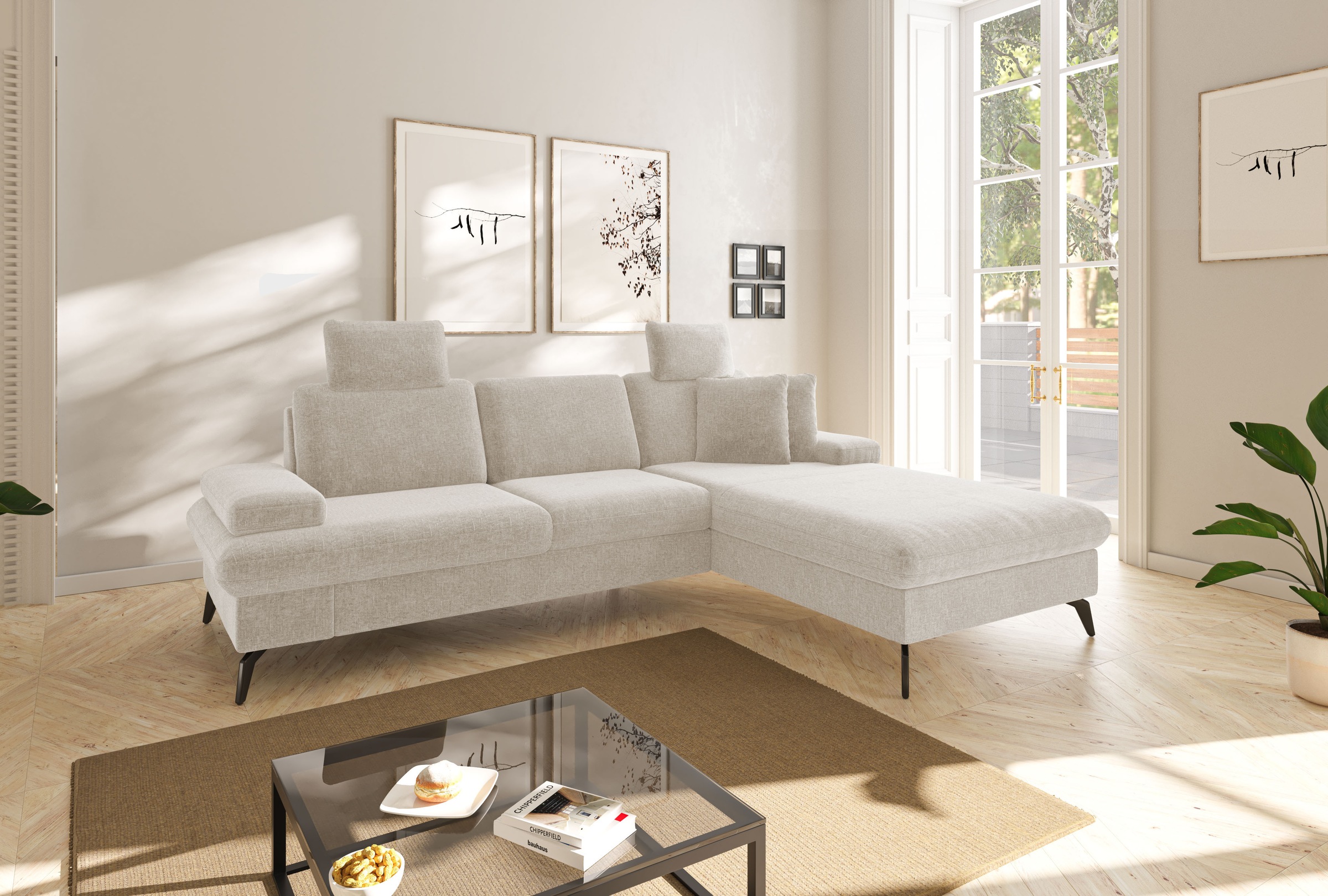 sit&more Ecksofa »Morris Jubi, L-Form«, inkl. Armteilfunktion und 1 Zierkissen, wahlweise mit Bettfunktion
