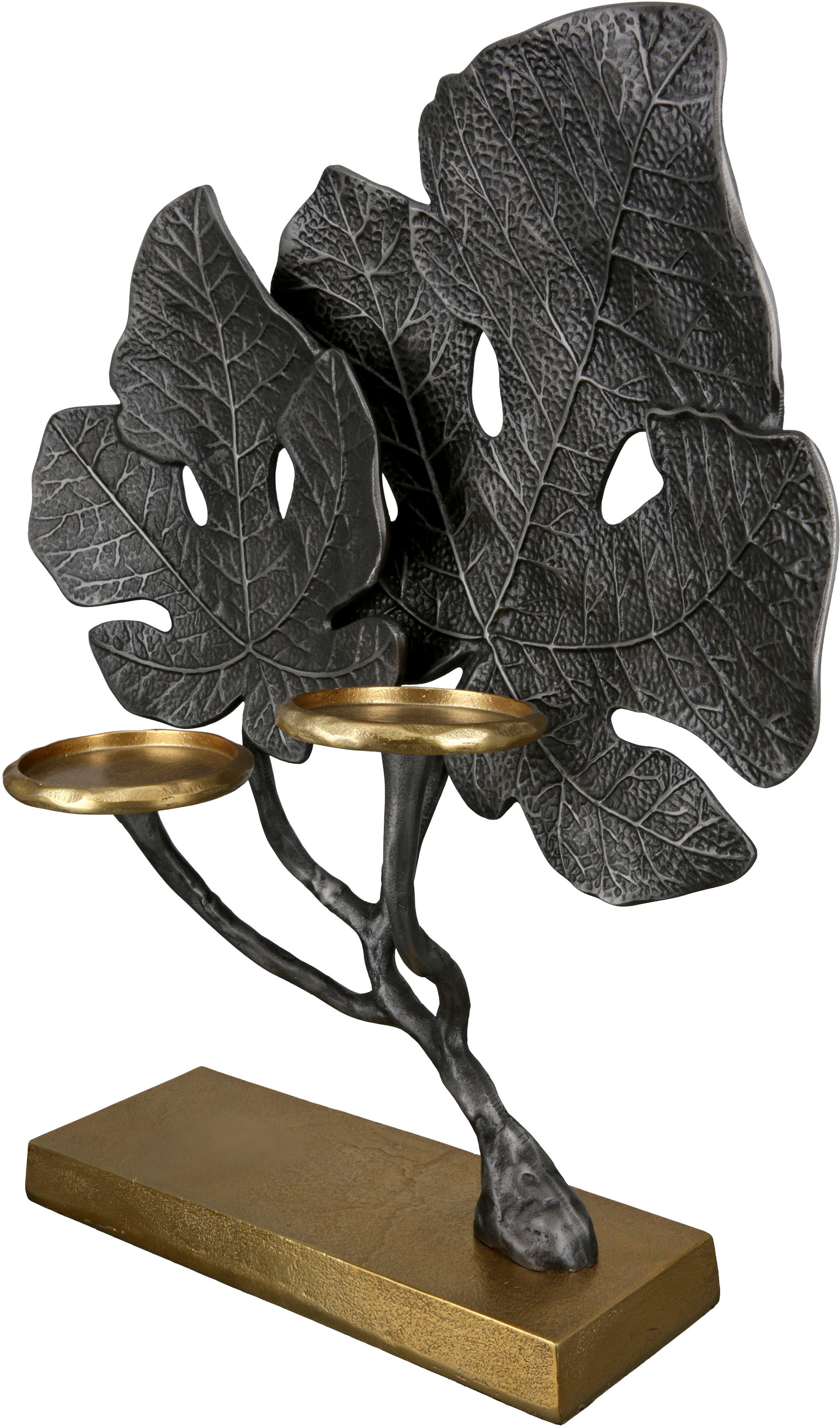 Black Friday GILDE Kerzenleuchter »Leaf«, (1 St.), Kerzenhalter aus  Aluminium, 2-flammig | BAUR