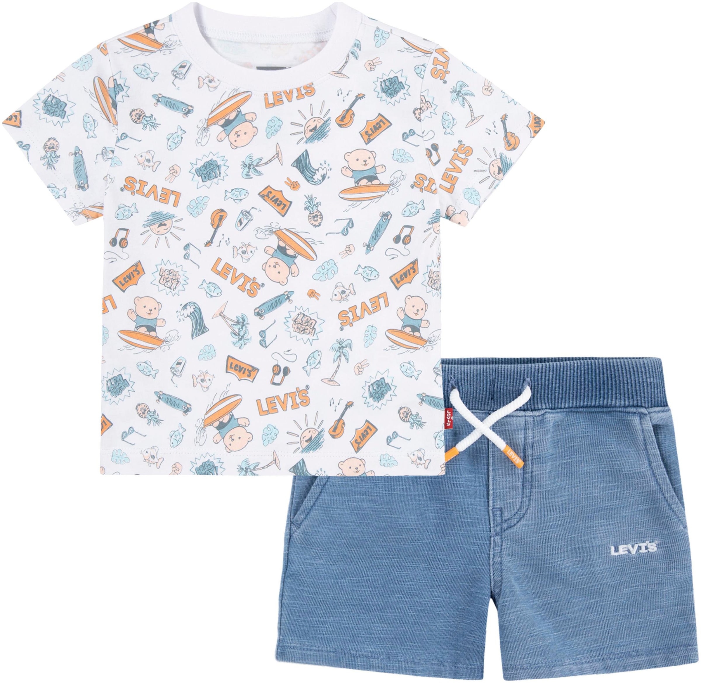 Shirt & Shorts »Surfing Doodle«, for Baby BOYS