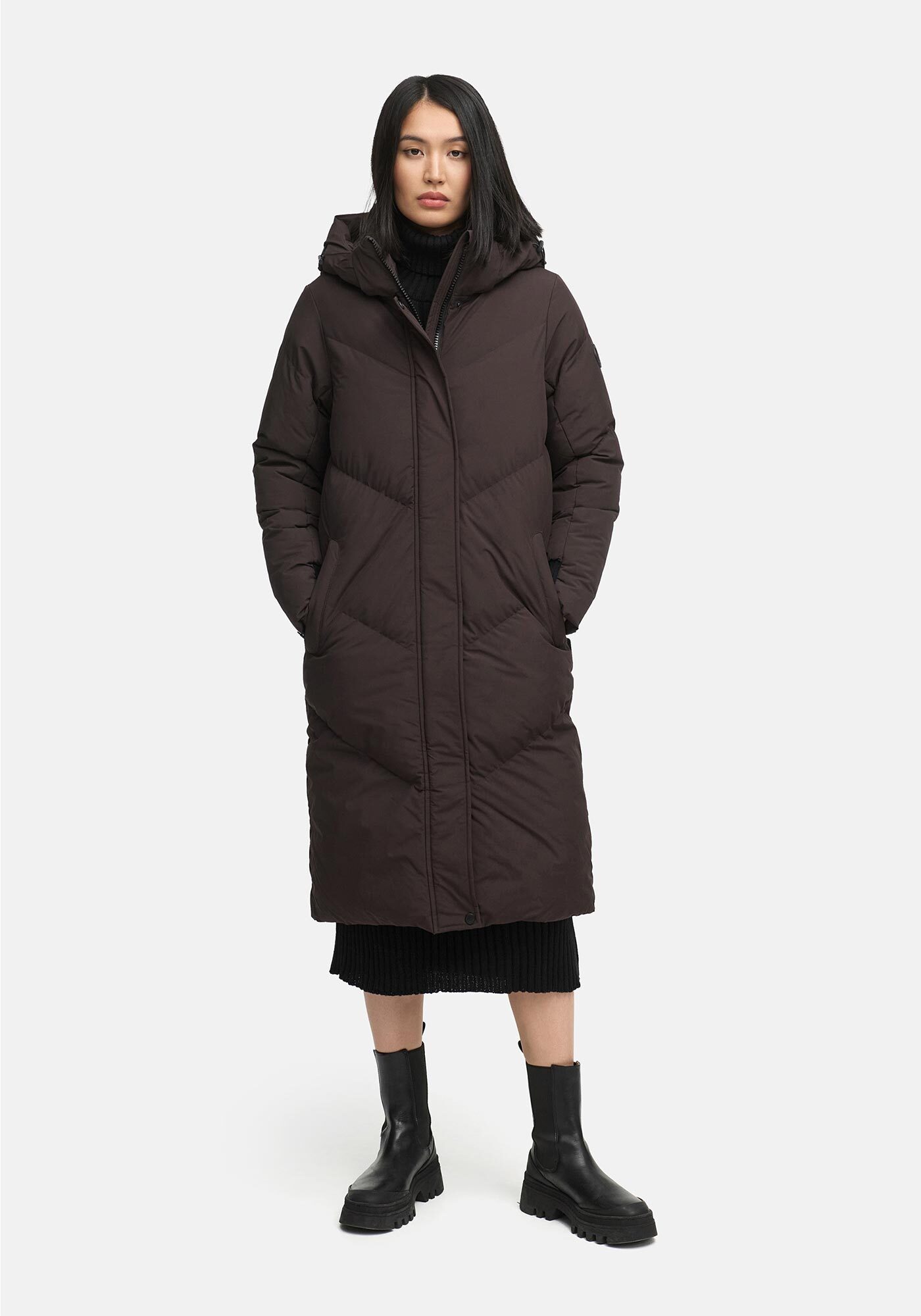 Marikoo Winterjacke "Teonaa" langer Winter Mantel gesteppt
