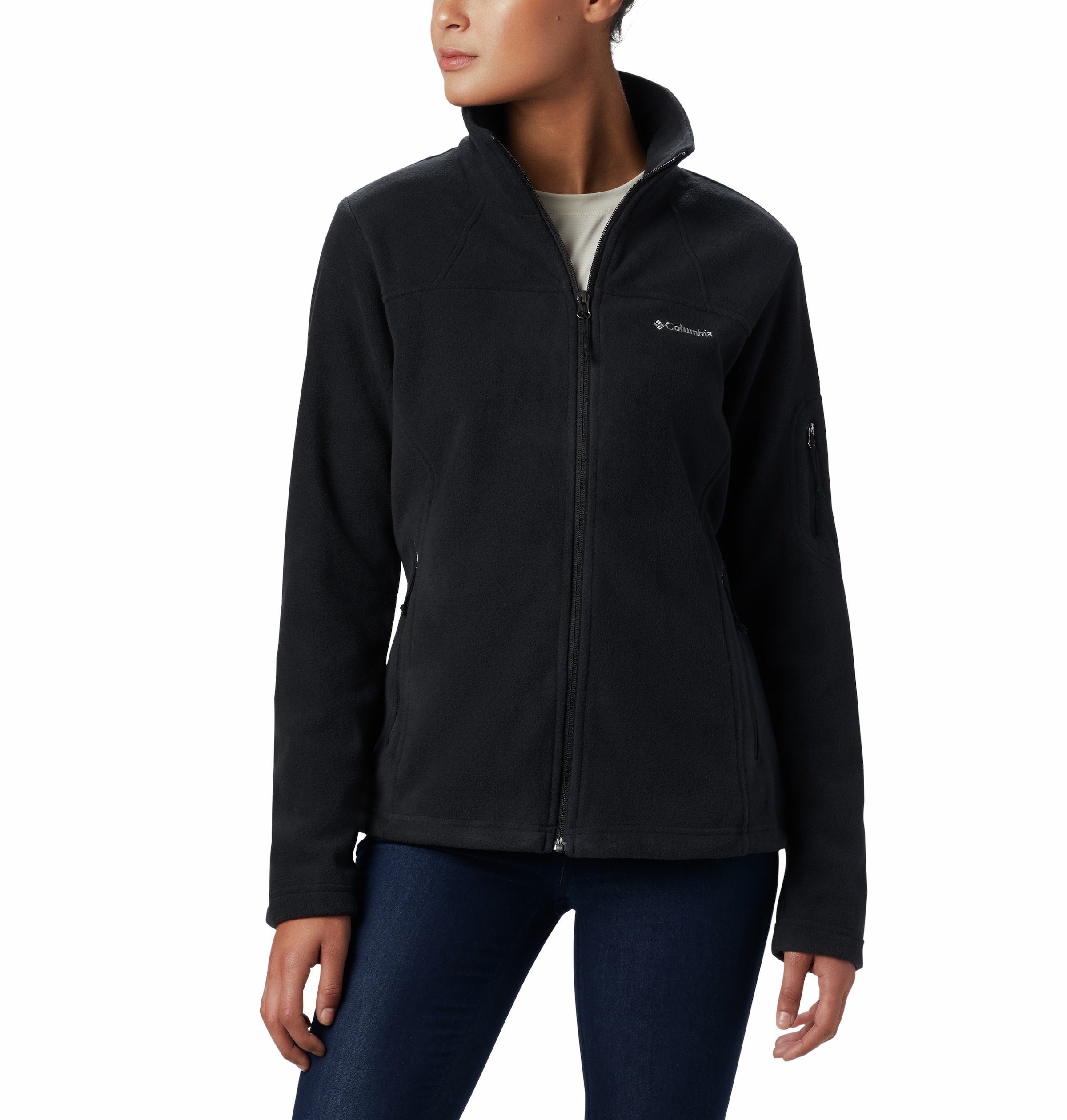 Columbia Fleecejacke "Fast Trek™ Ii" Stehkragen Reißverschlusstaschen Für Damen Schwarz M - Image 3